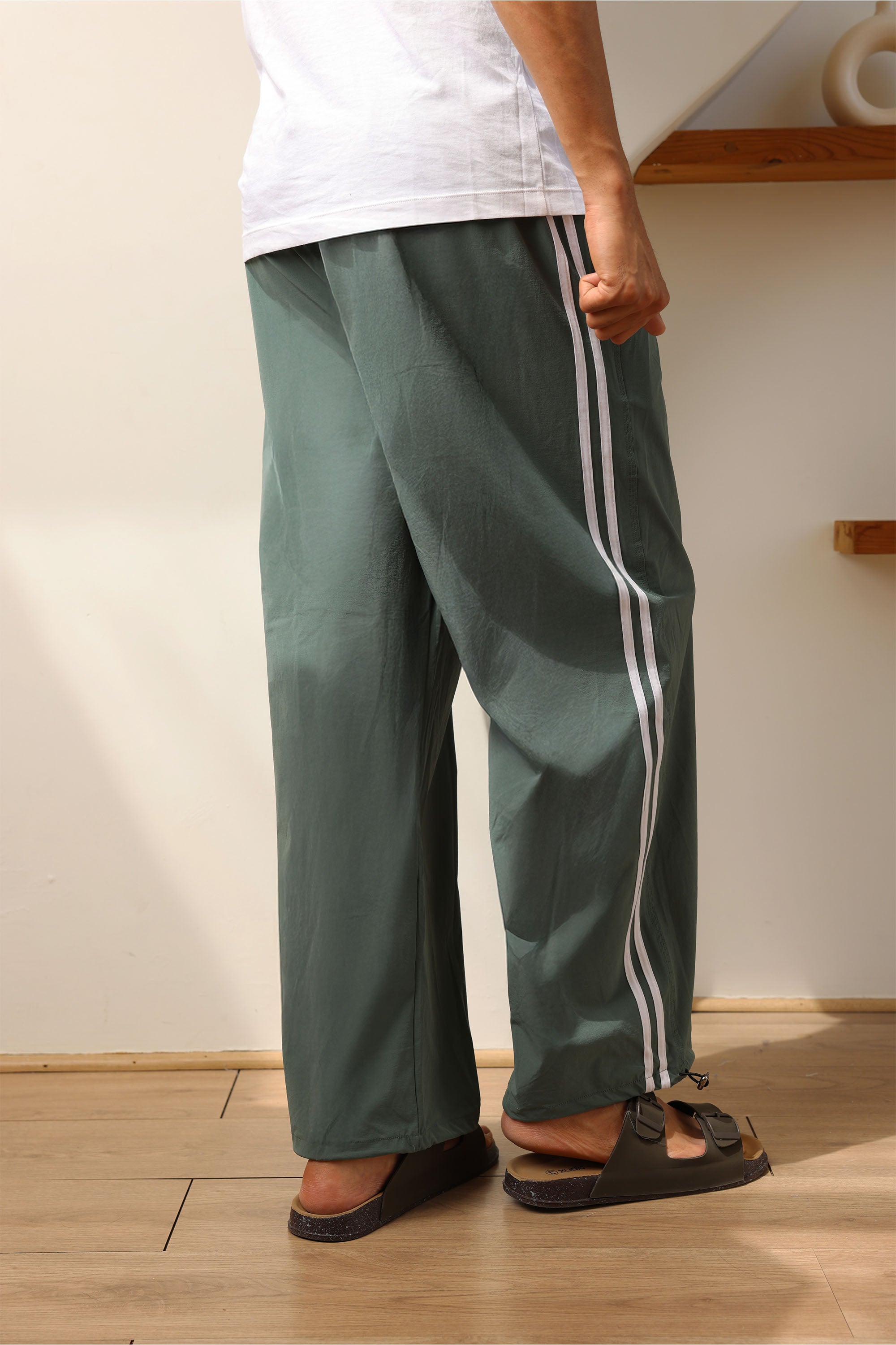 Mint Green Straight Fit Trackpant With Side Stripes
