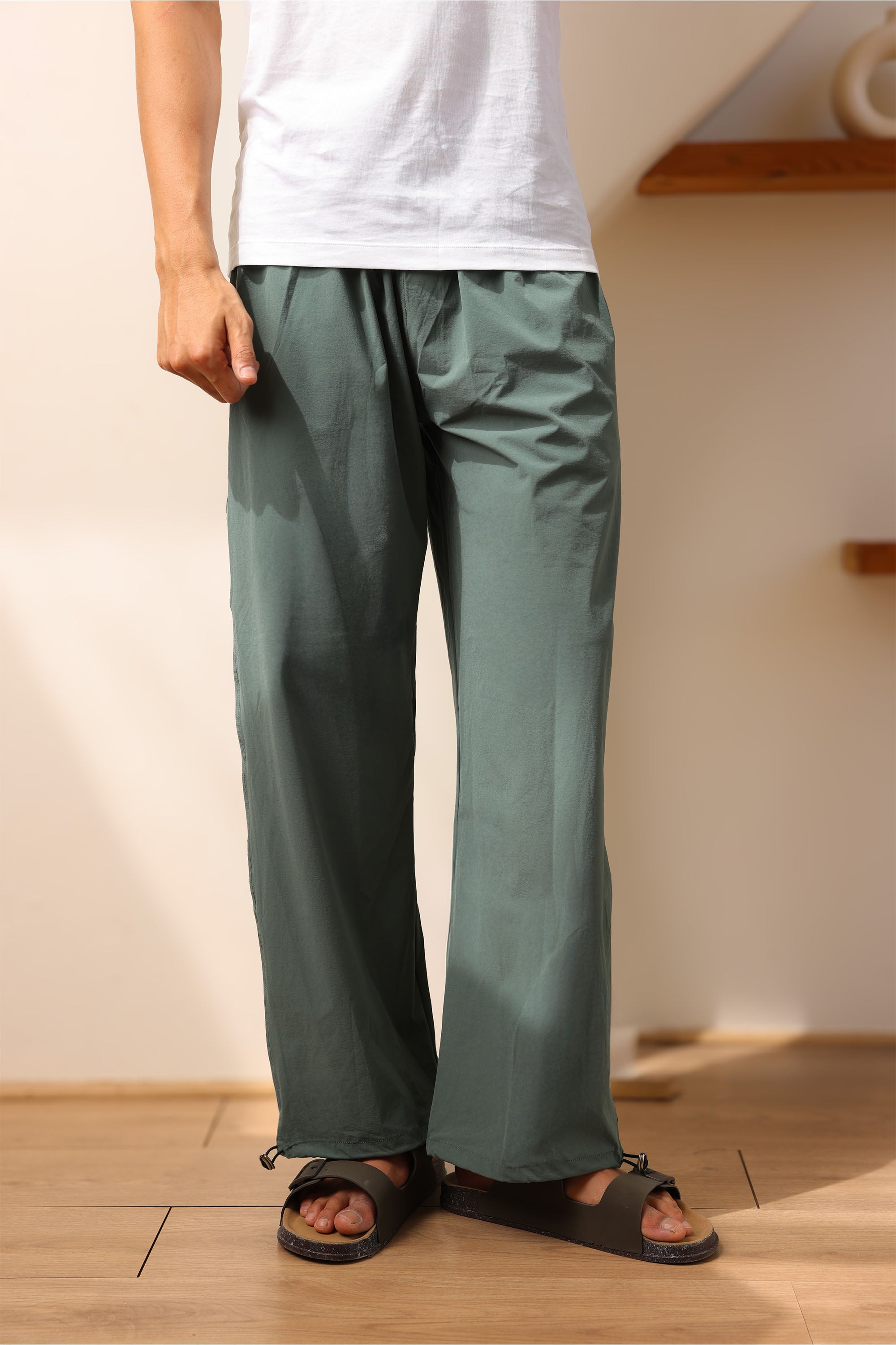Mint Green Straight Fit Trackpant With Side Stripes