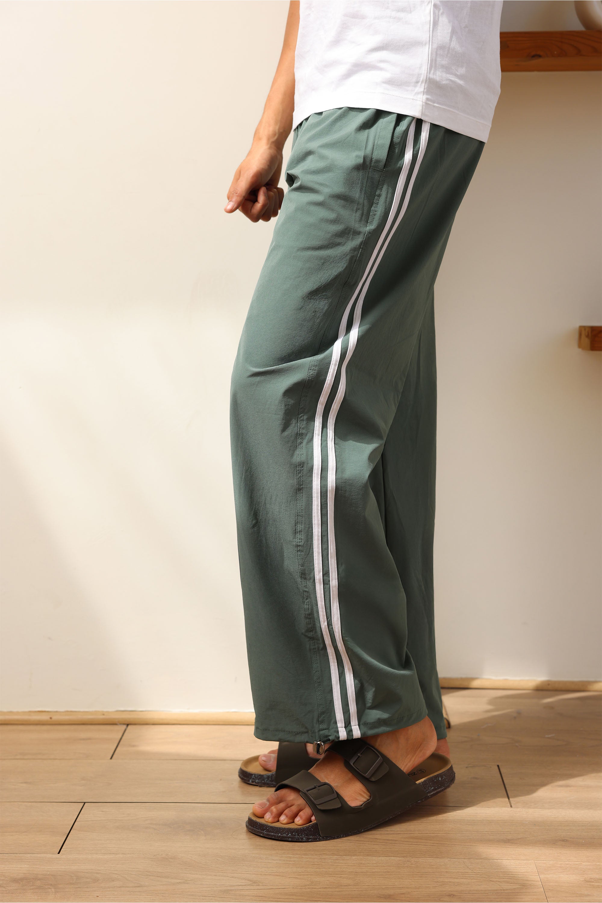 Mint Green Straight Fit Trackpant With Side Stripes