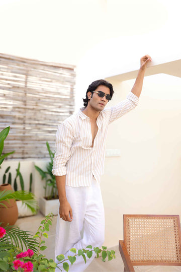 Regular-Fit Short-Sleeved Linen-Blend Shirt