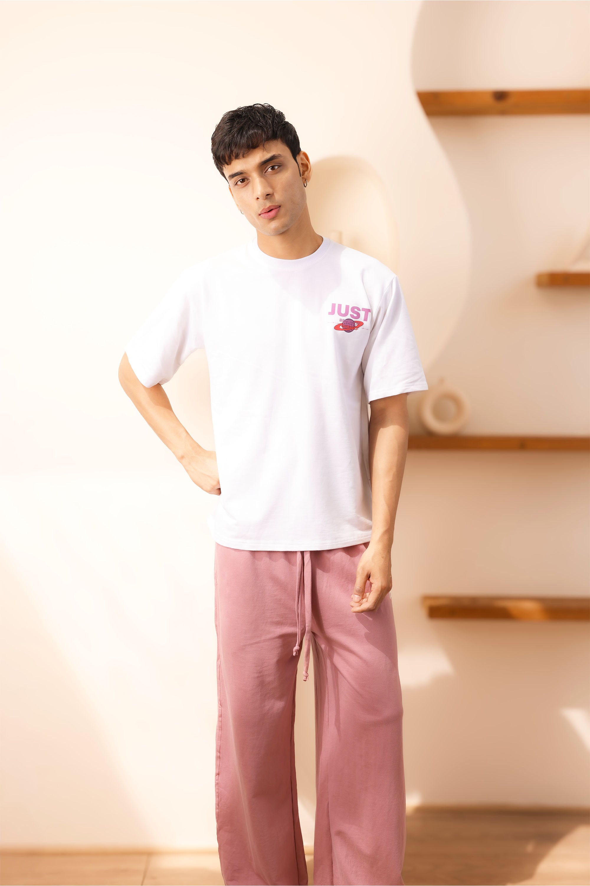 White Just Do IT Oversize Drop Shoulder T Shirt