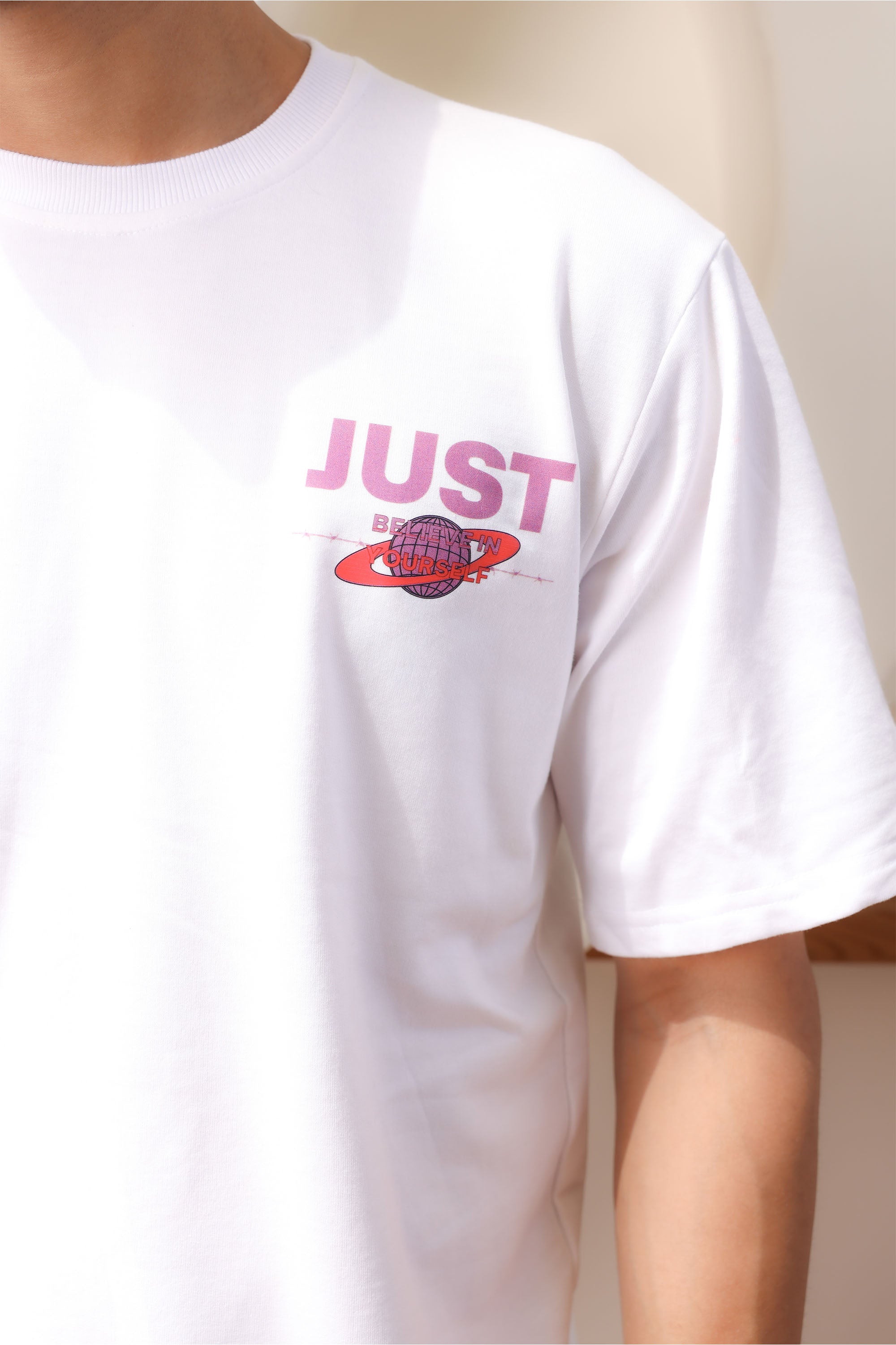 White Just Do IT Oversize Drop Shoulder T Shirt