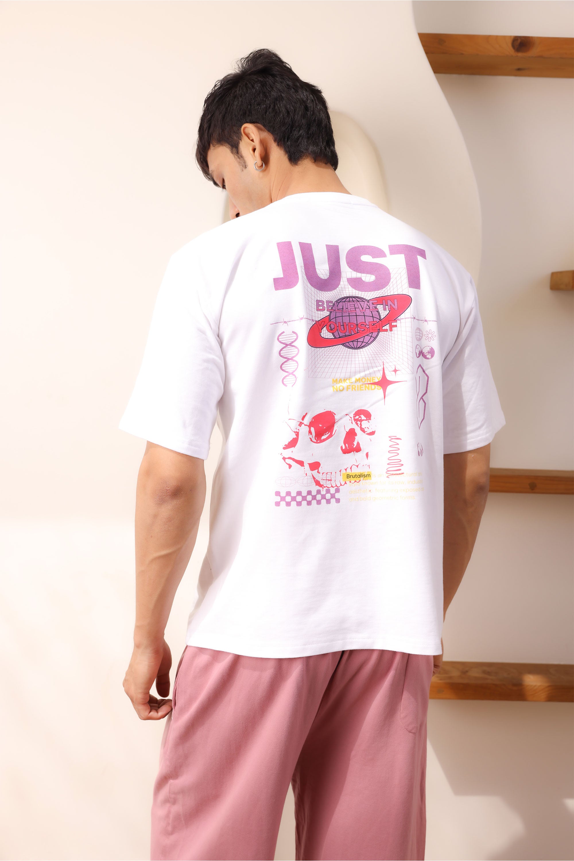 White Just Do IT Oversize Drop Shoulder T Shirt