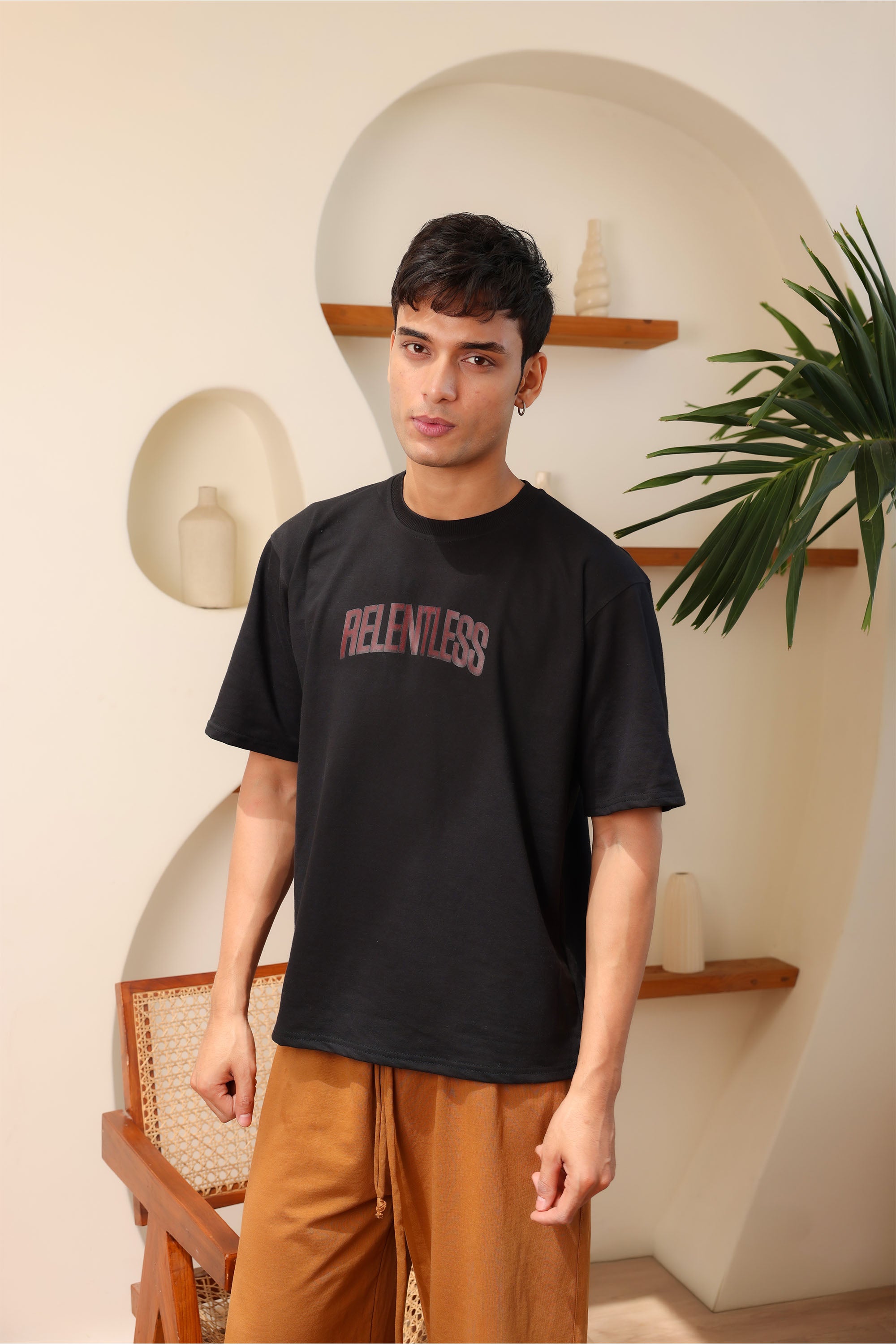 Black Rentless Oversize Drop Shoulder T Shirt