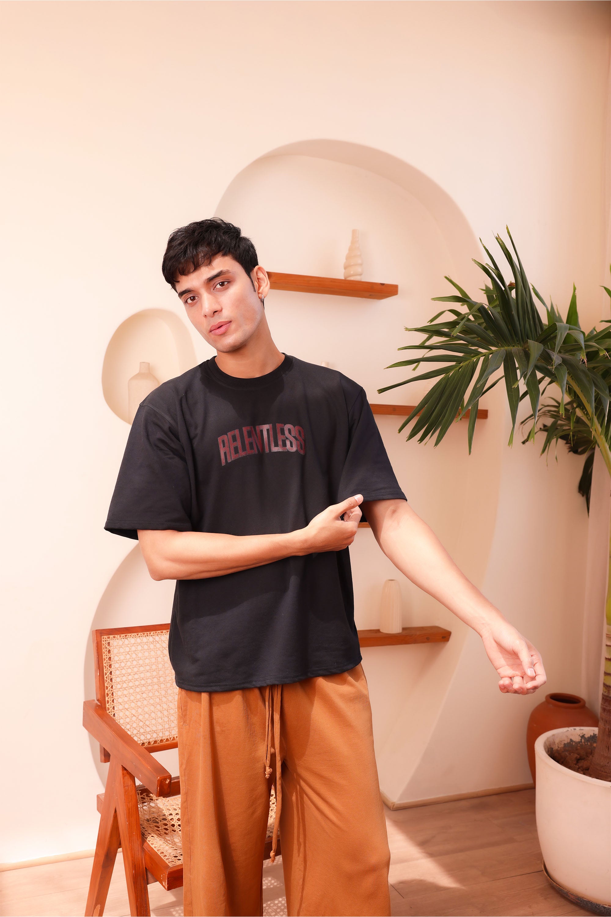 Black Rentless Oversize Drop Shoulder T Shirt