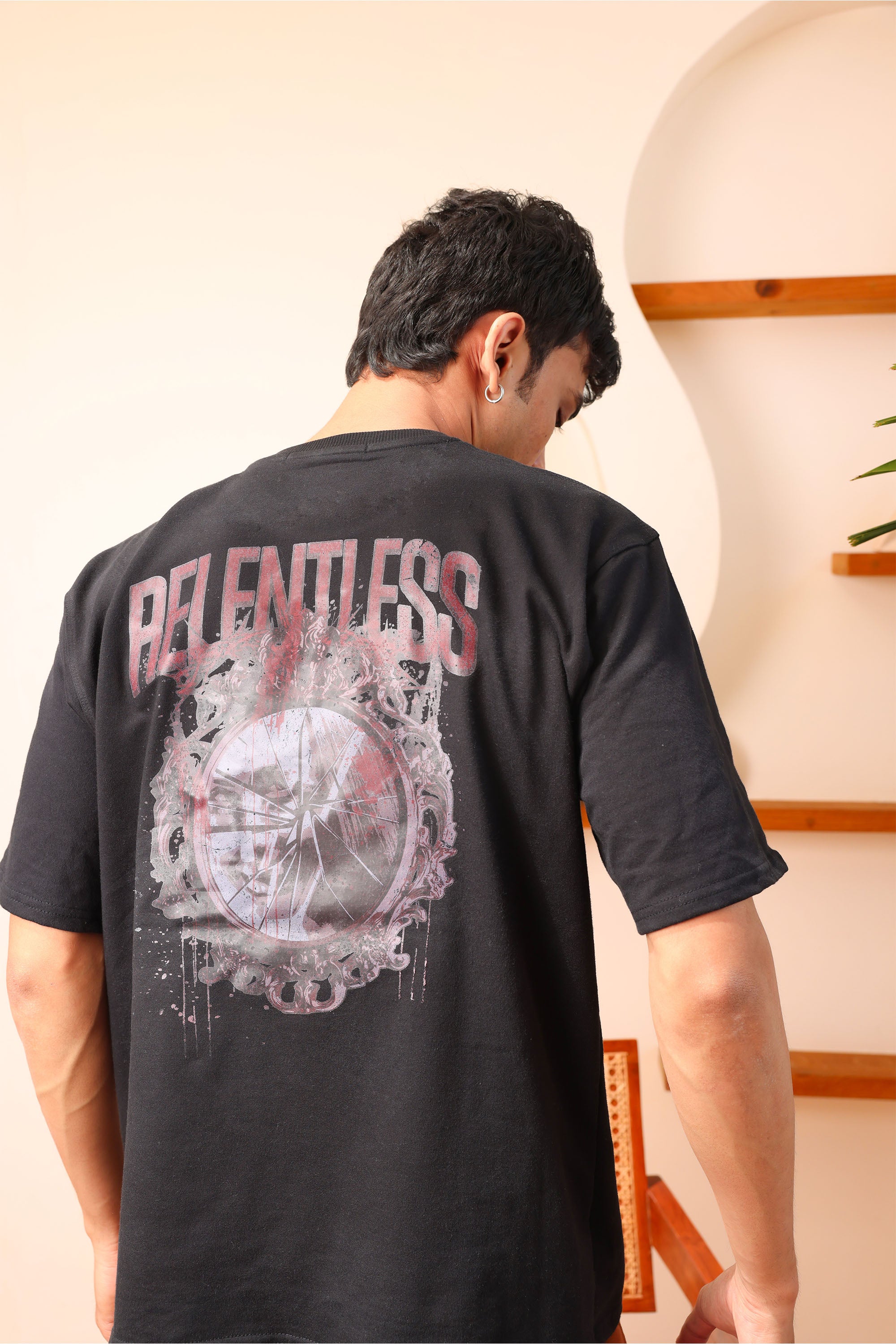 Black Rentless Oversize Drop Shoulder T Shirt
