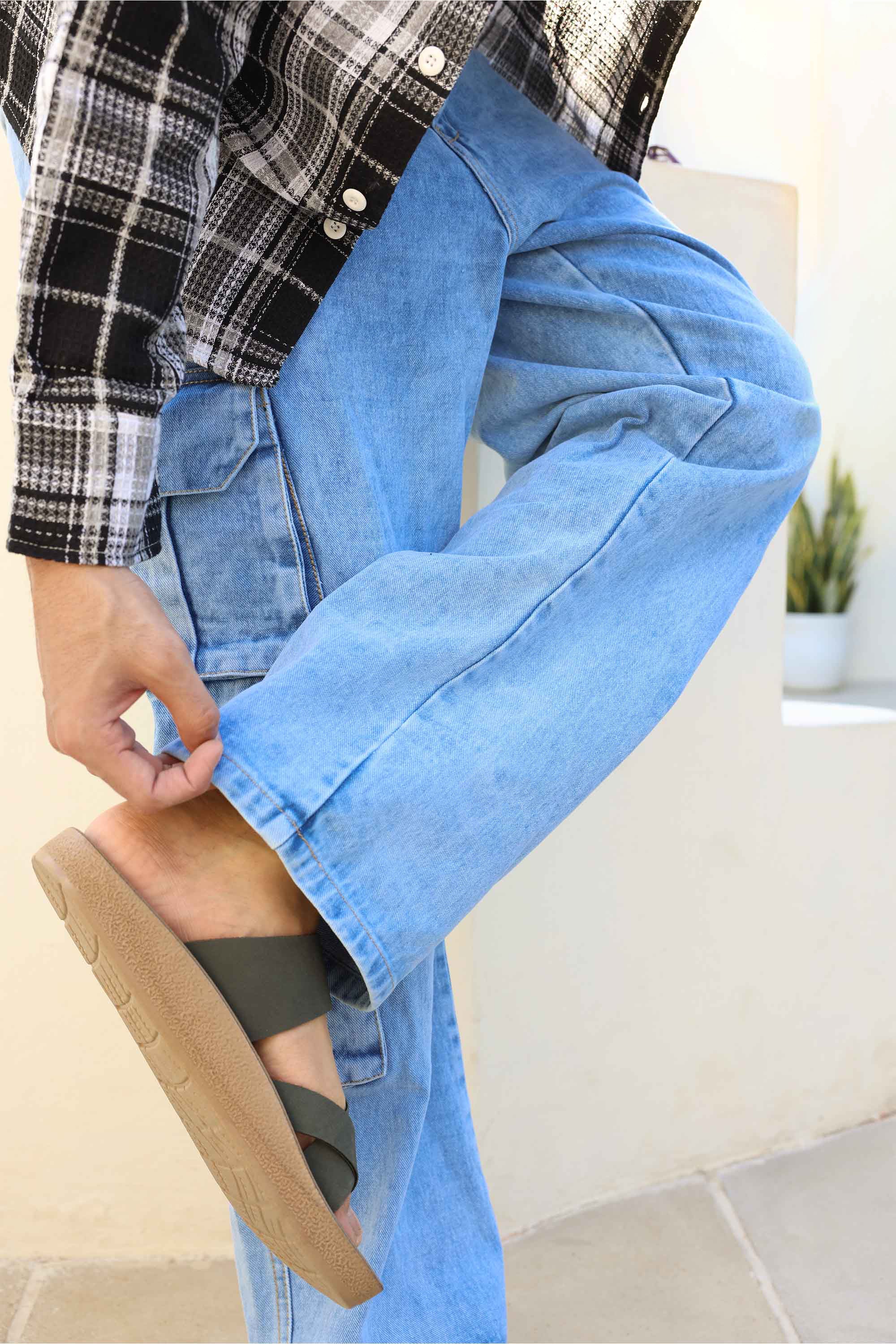 Ocean Blue Men's Baggy Straight Cargo Jeans