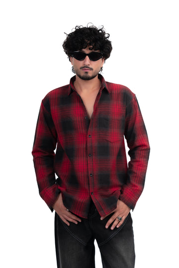 Red Structured Checks Shirt