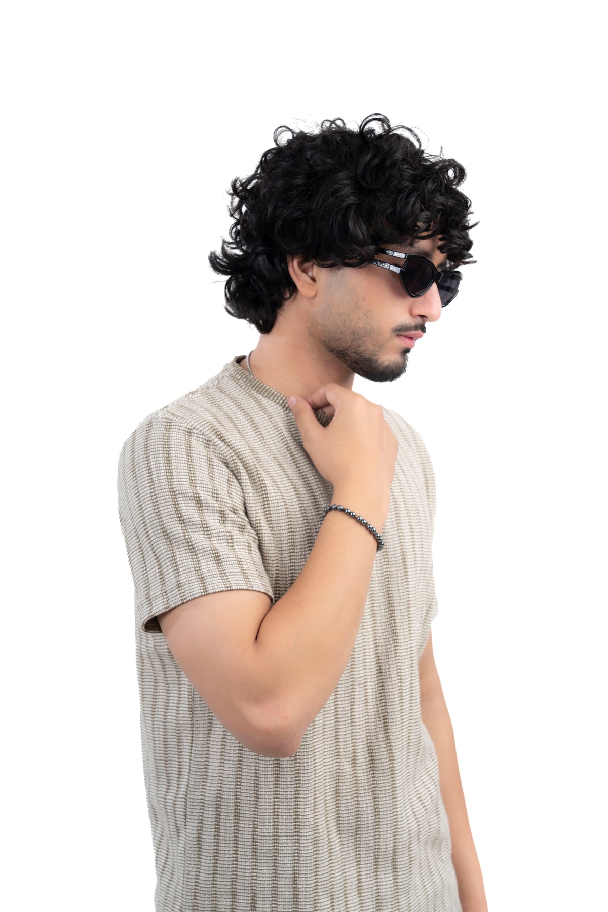 Olive Textured Ribbed Regular Fit T-Shirt
