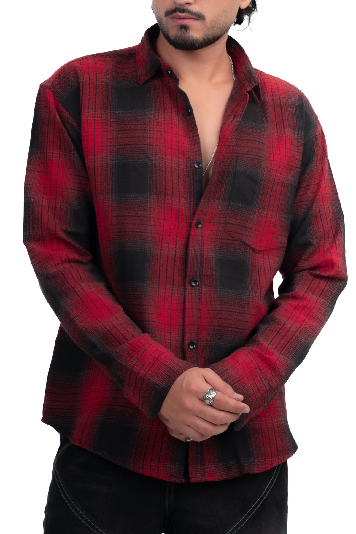 Red Structured Checks Shirt
