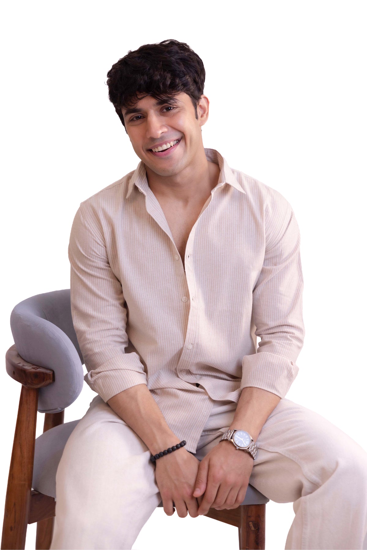Regular-Fit Full Sleeved Striped Linen-Blend Shirt