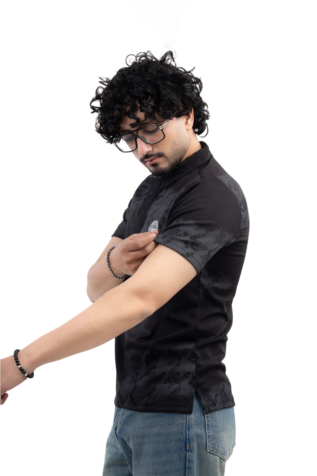 Jacquard Polo T-Shirt Black