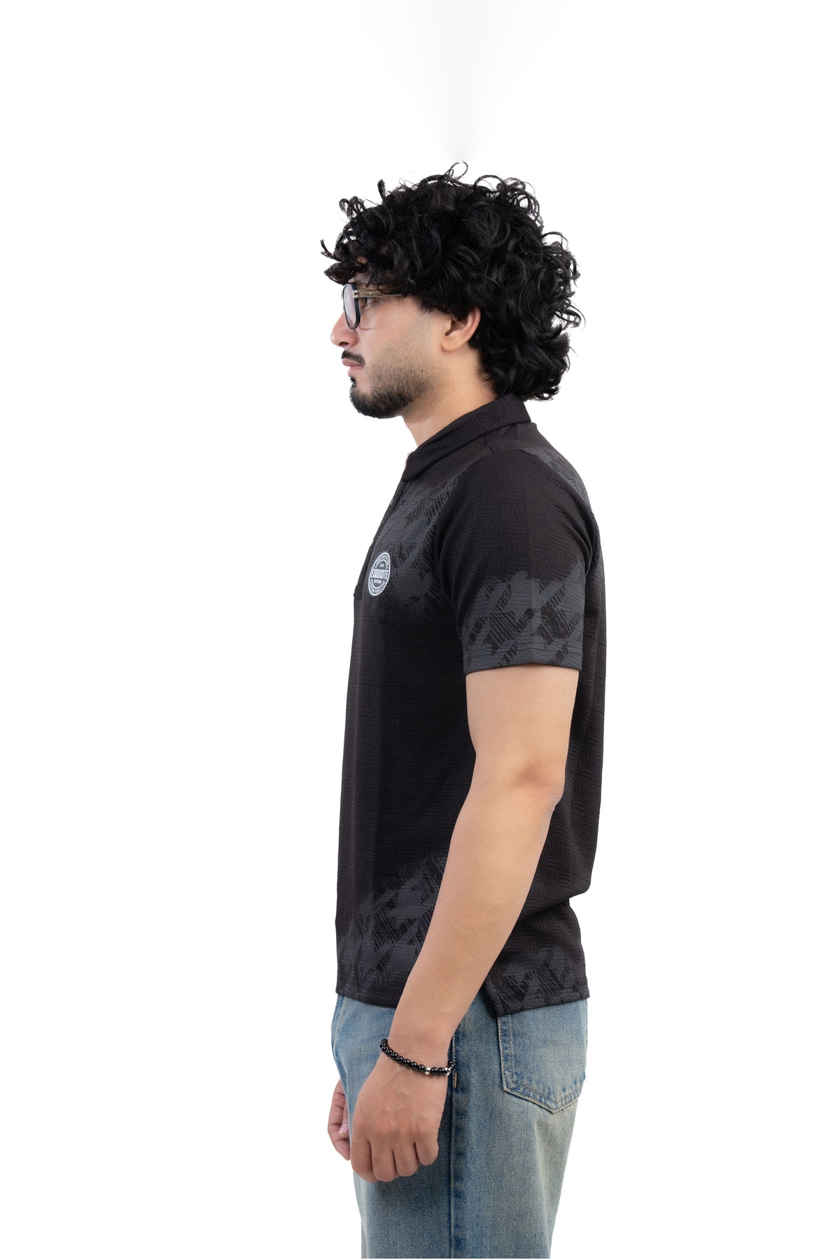 Jacquard Polo T-Shirt Black