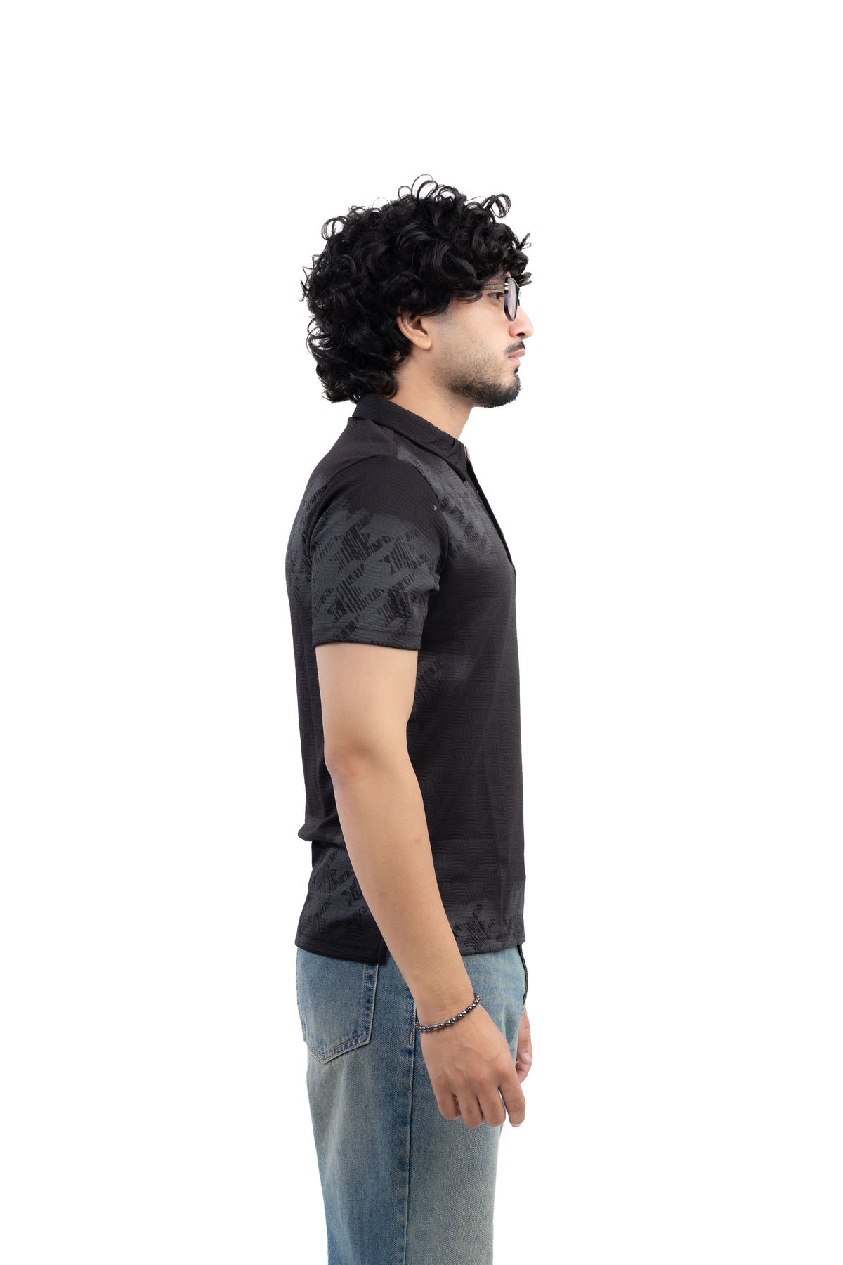 Jacquard Polo T-Shirt Black