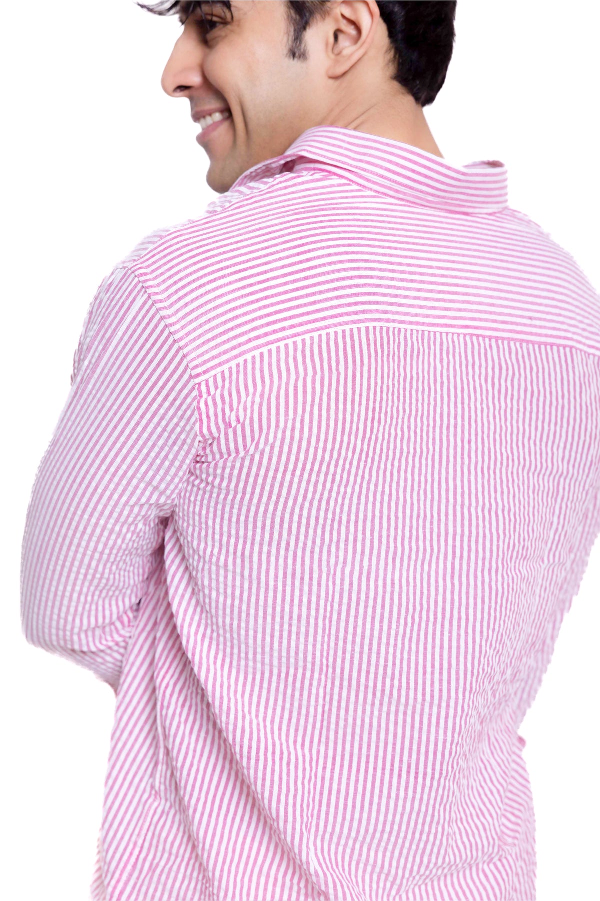 Pink Stripe Regular Fit Full sleeves Shirt