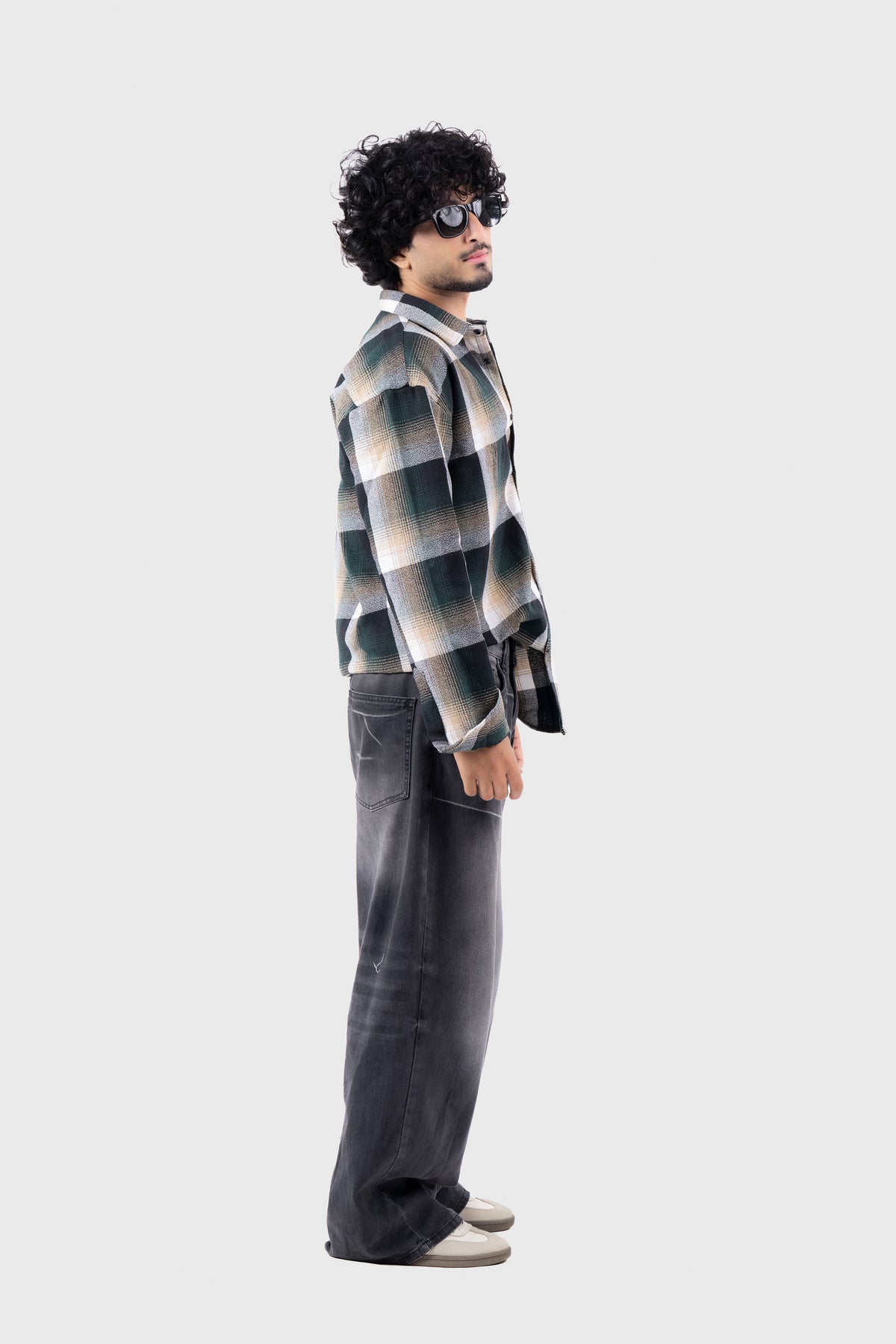Green Structured Checks Shirt