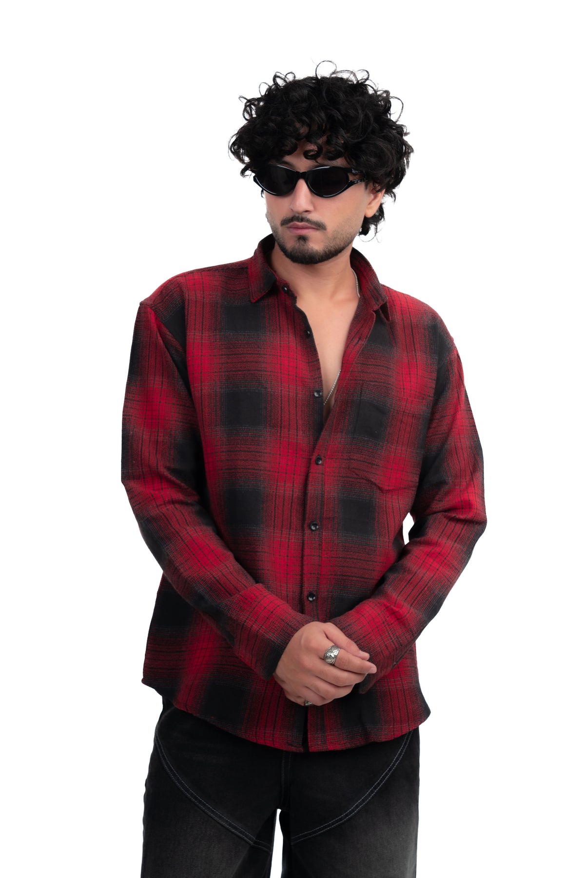 Red Structured Checks Shirt