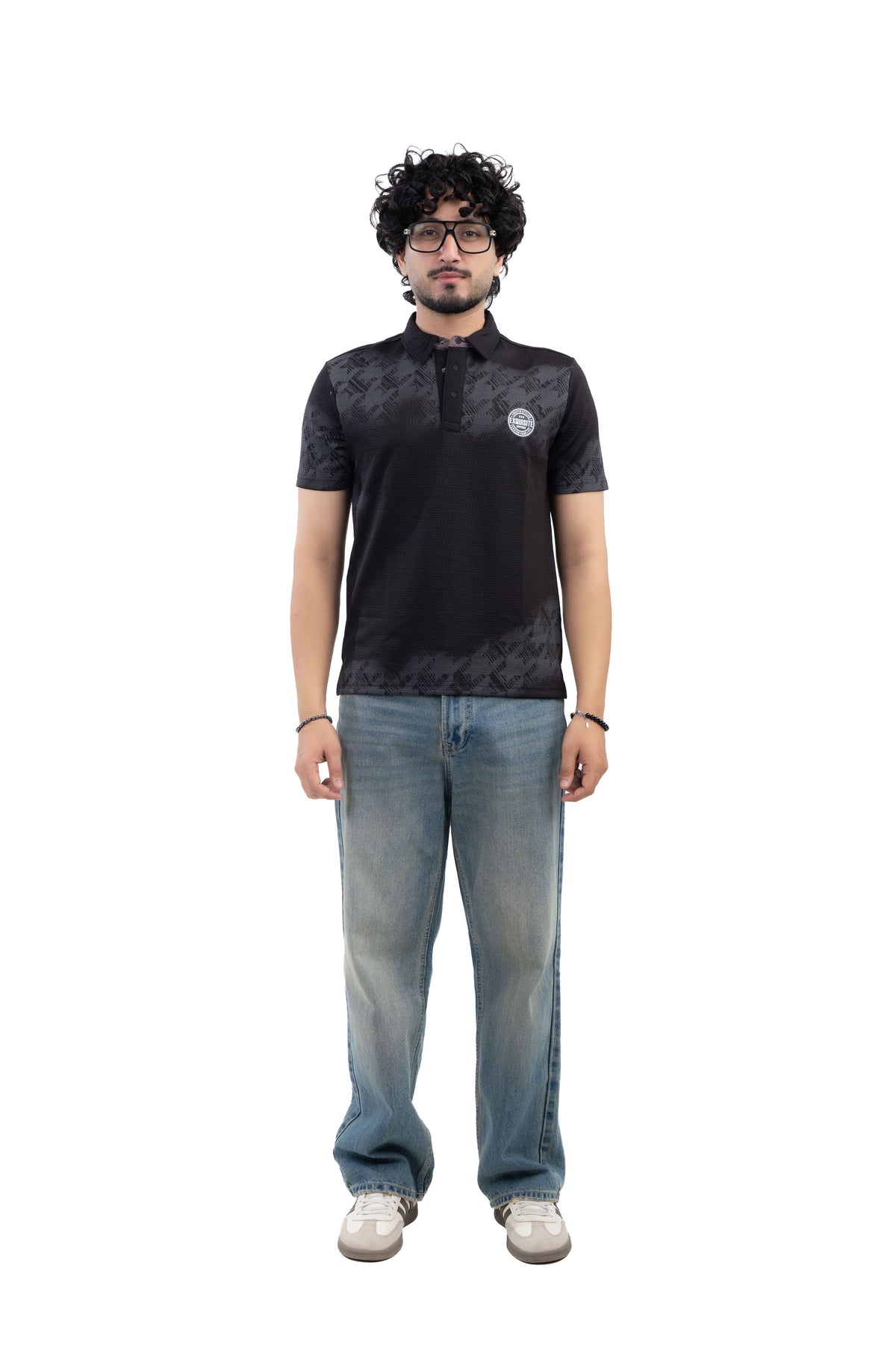 Jacquard Polo T-Shirt Black
