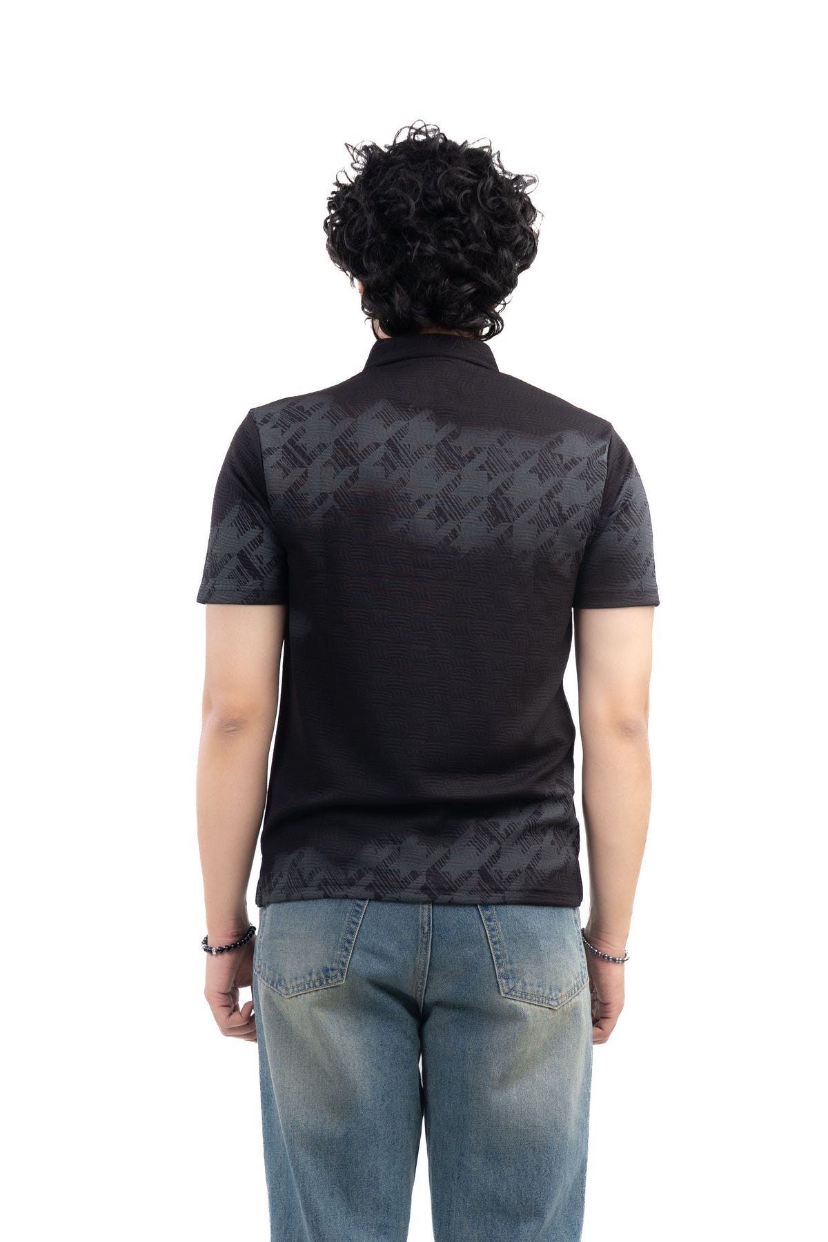 Jacquard Polo T-Shirt Black