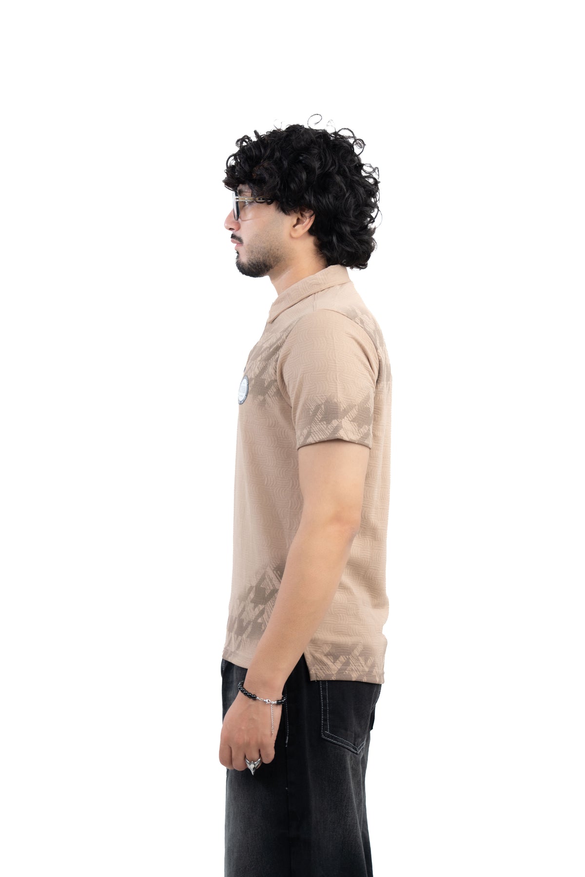 Jacquard Polo T-Shirt Beige