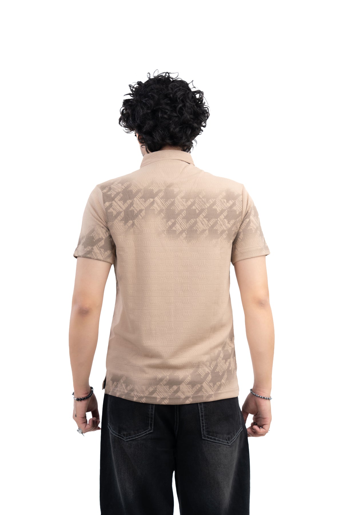 Jacquard Polo T-Shirt Beige