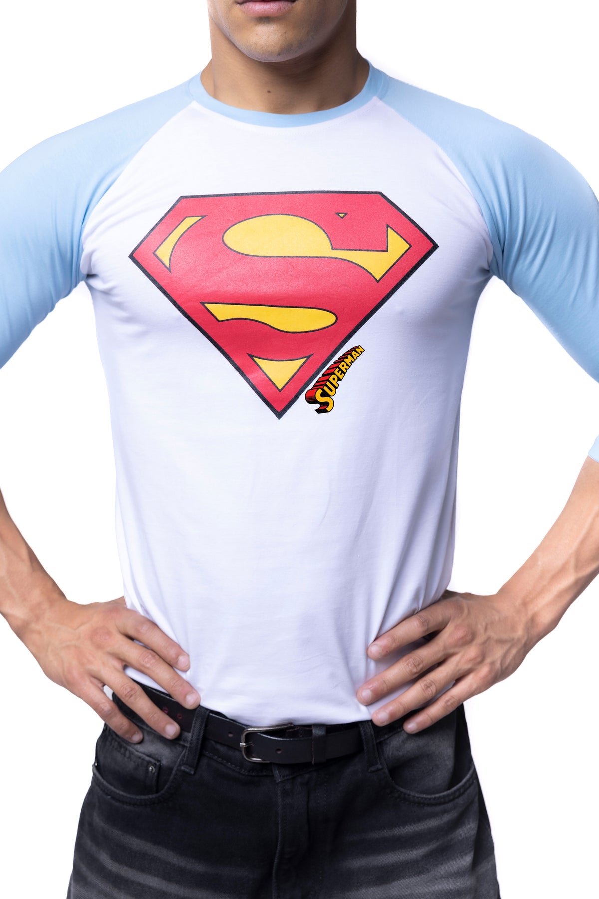 Superman 3/4 Sleeve White T-Shirt
