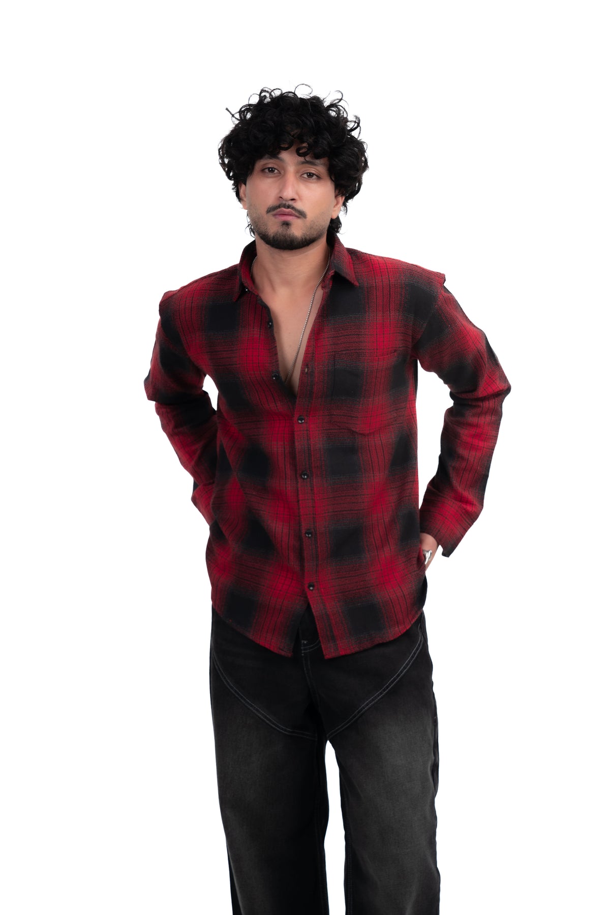 Red Structured Checks Shirt