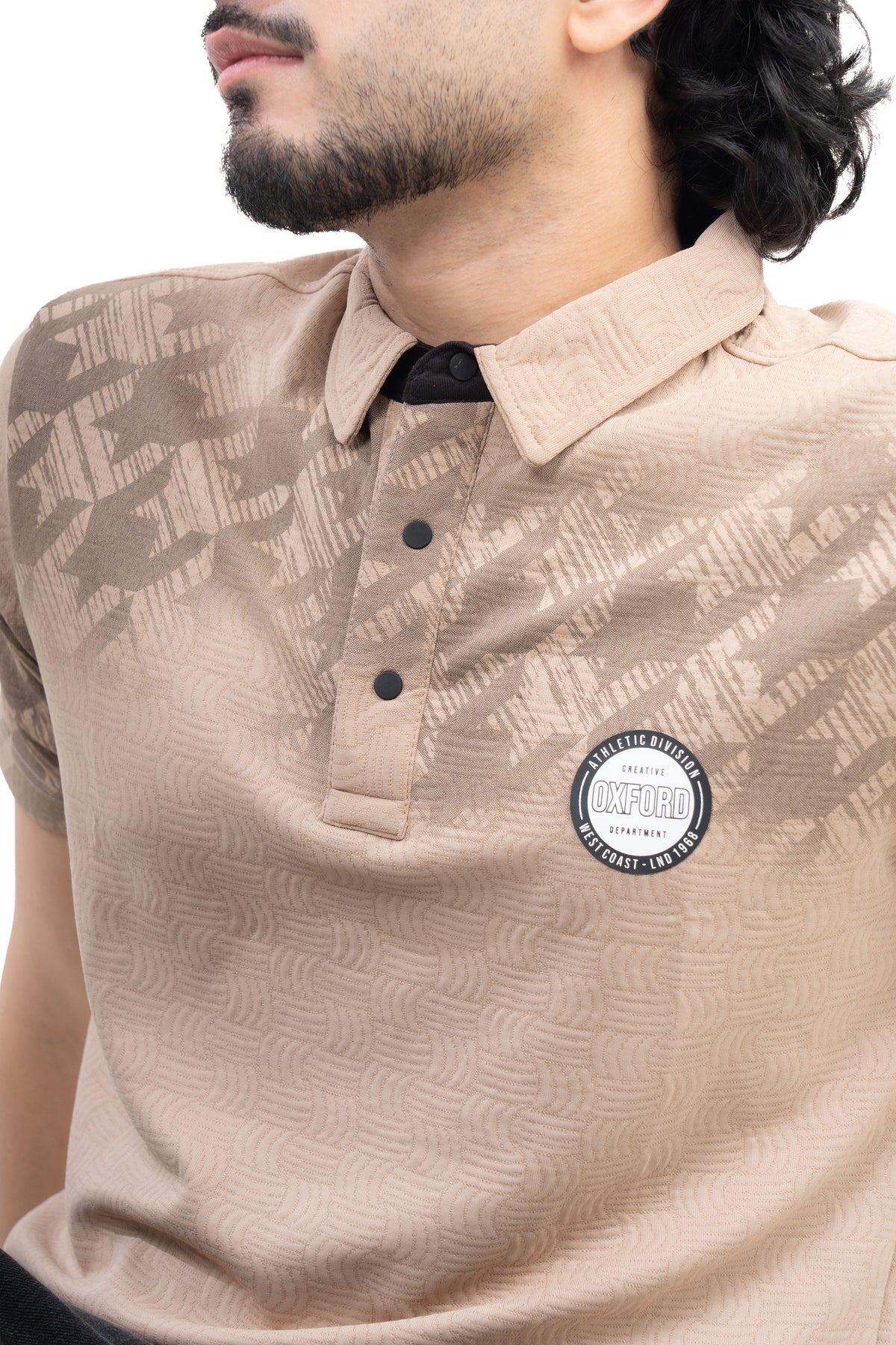 Jacquard Polo T-Shirt Beige