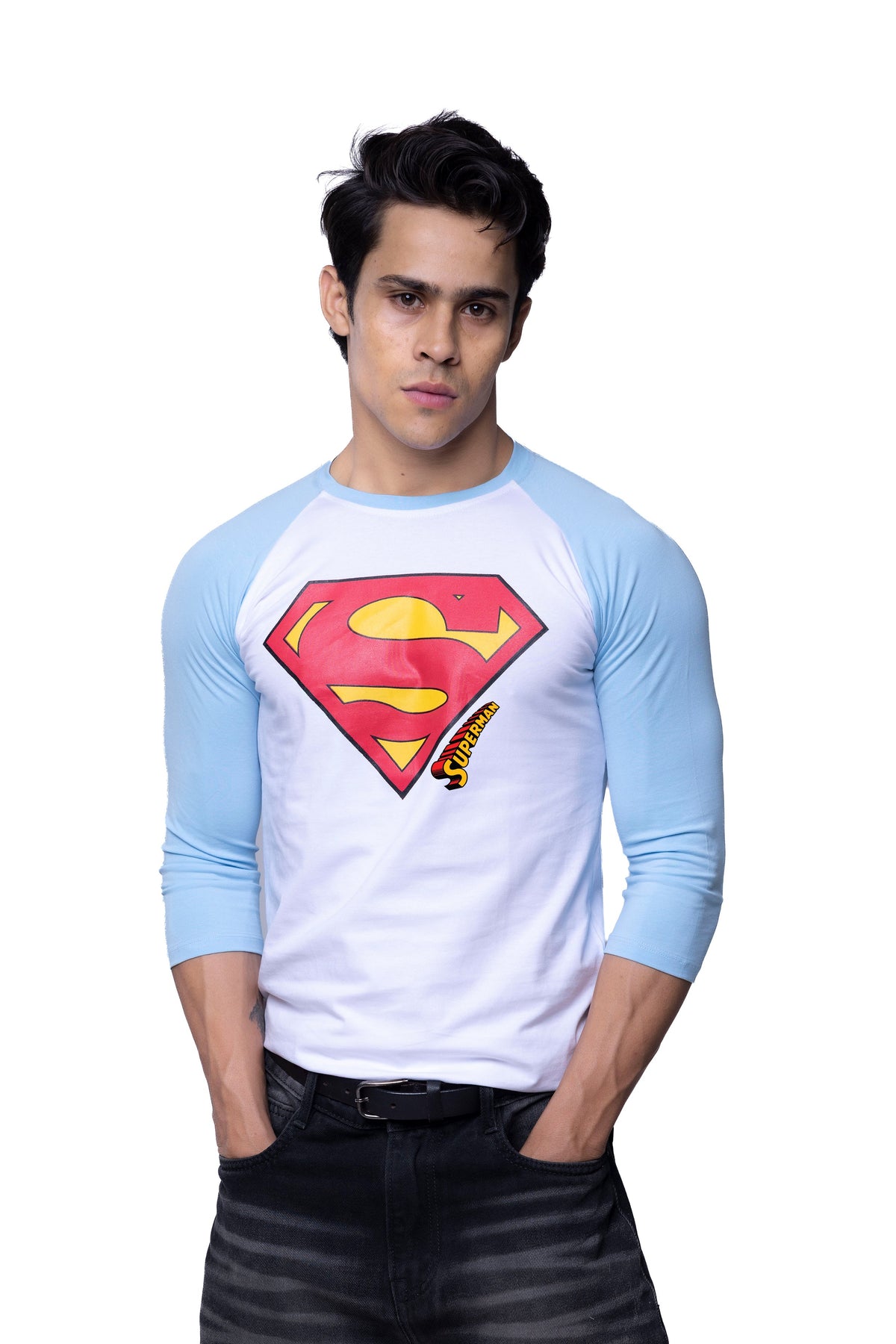 Superman 3/4 Sleeve White T-Shirt