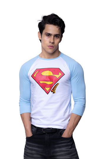 Superman 3/4 Sleeve White T-Shirt