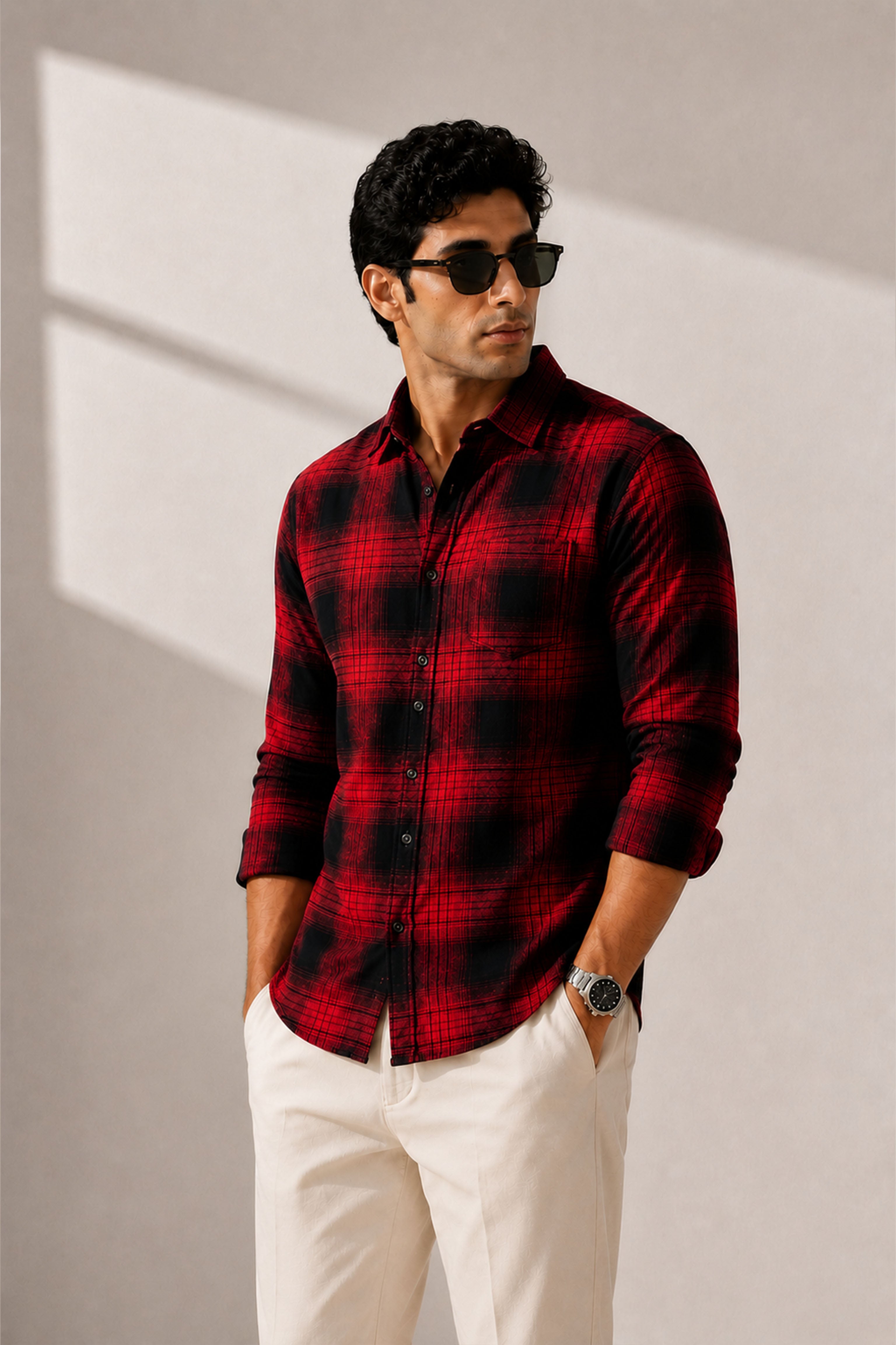 Boxy Fit Oversize Shirt Red