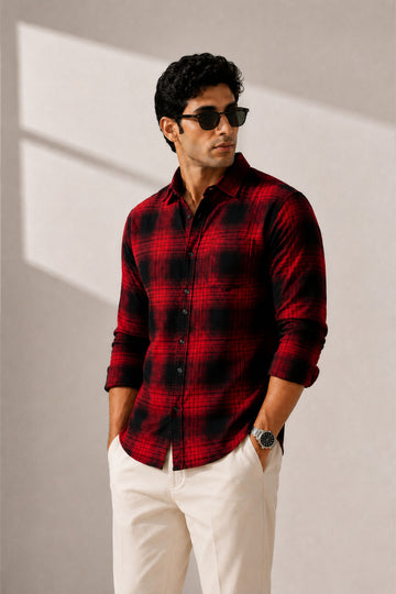 Boxy Fit Oversize Shirt Red