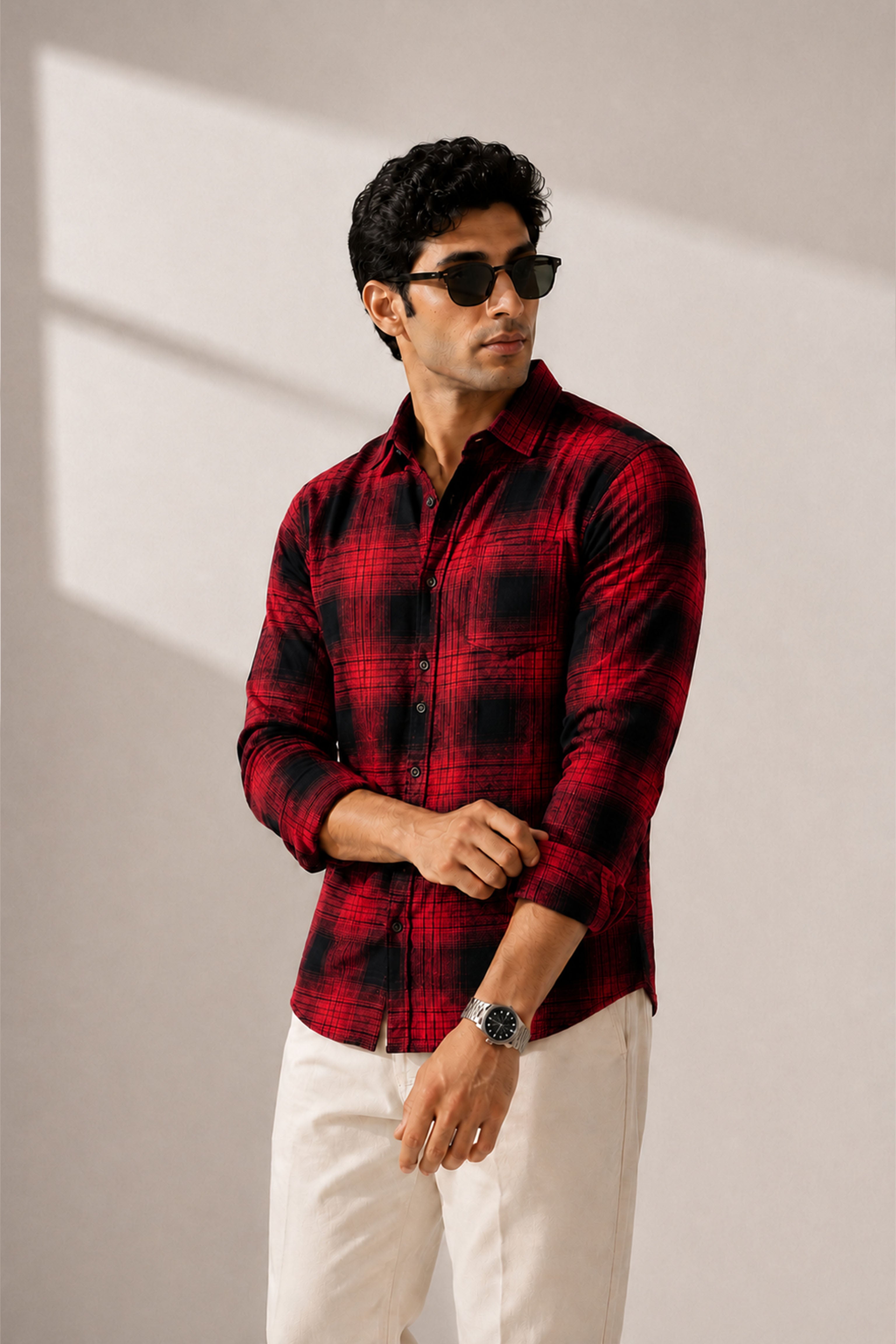 Boxy Fit Oversize Shirt Red