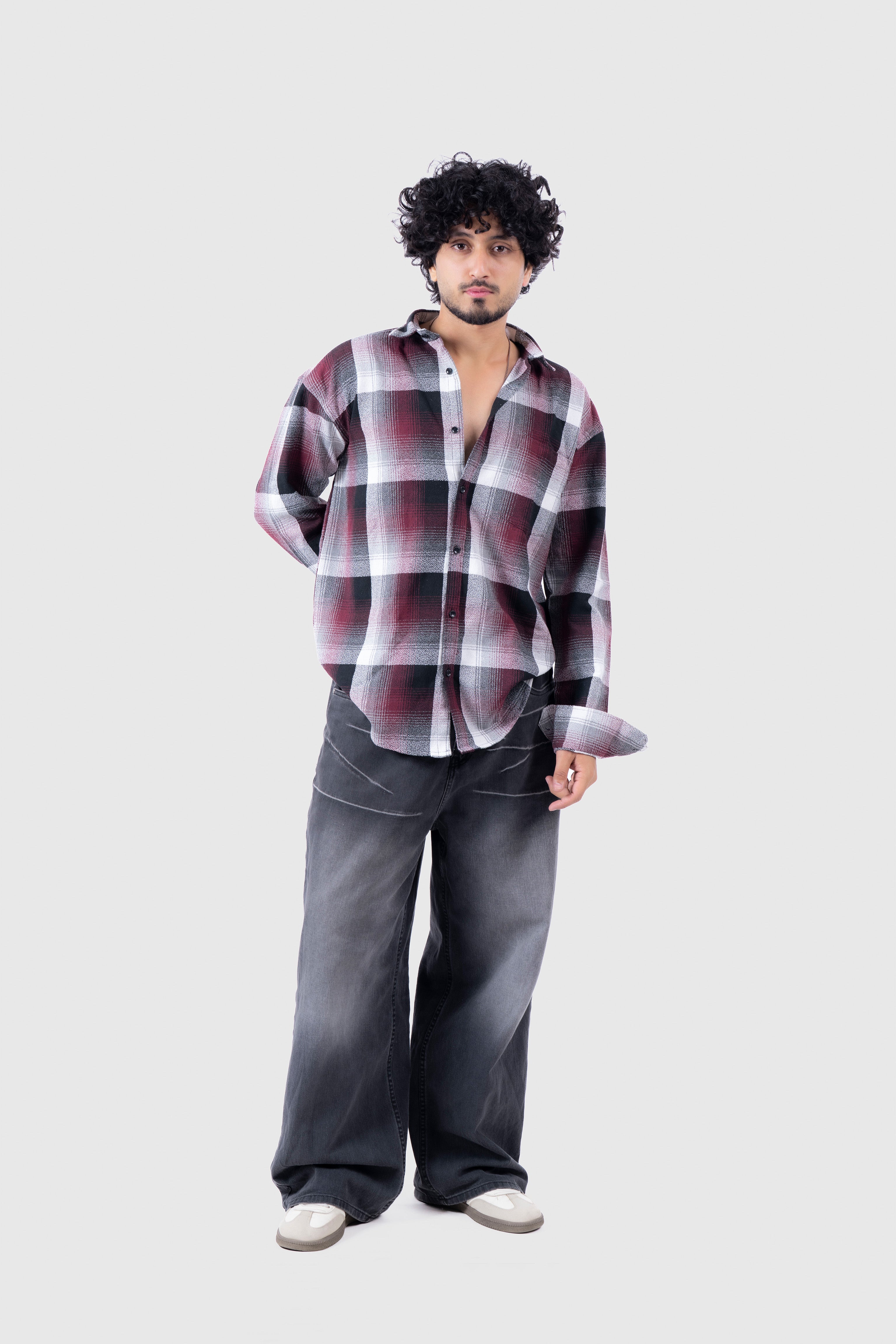 Maroon Structured Checks Shirt