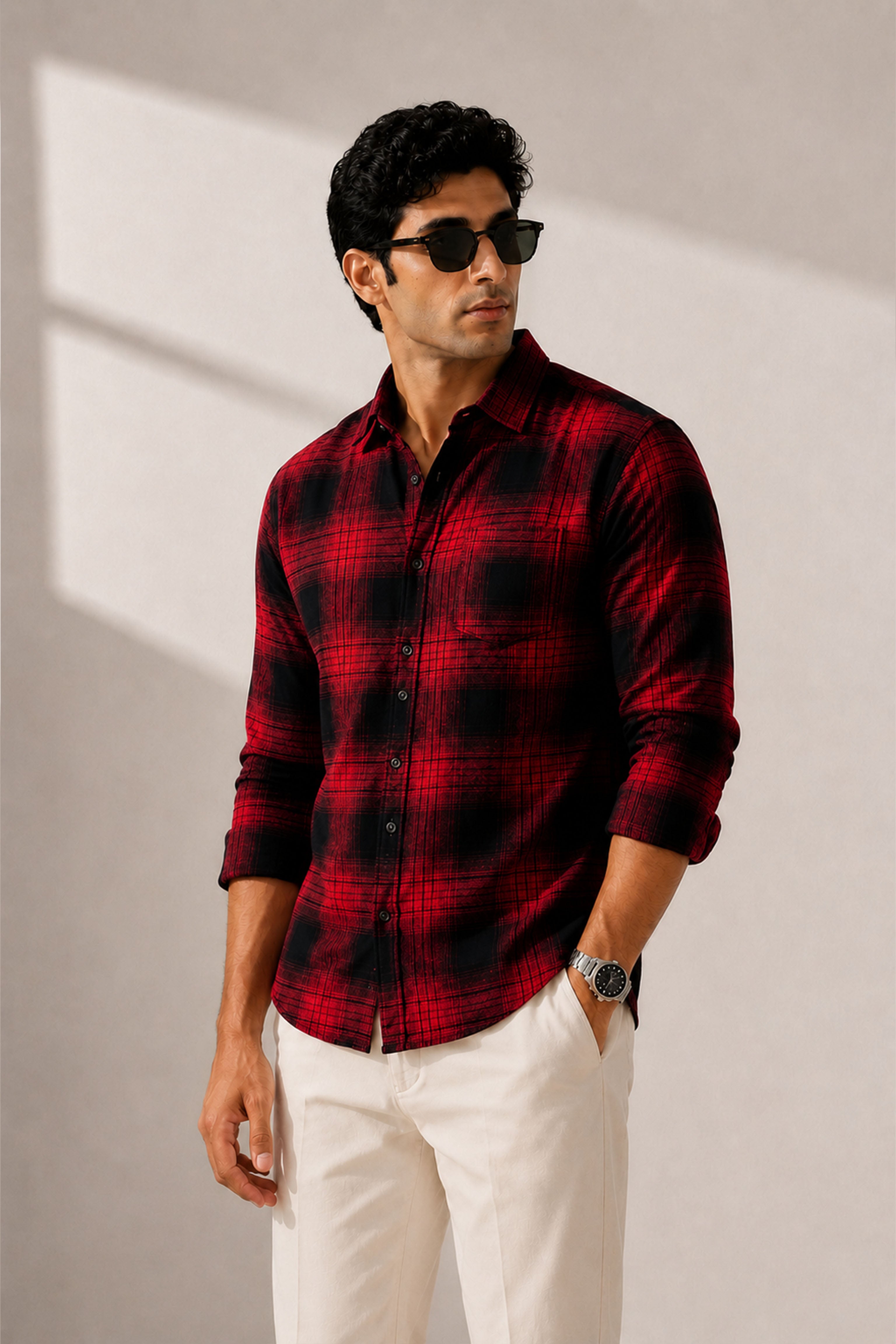 Boxy Fit Oversize Shirt Red