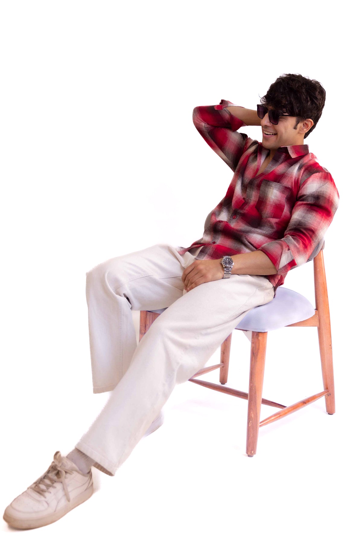 Red and Black Structured Checks Shirt