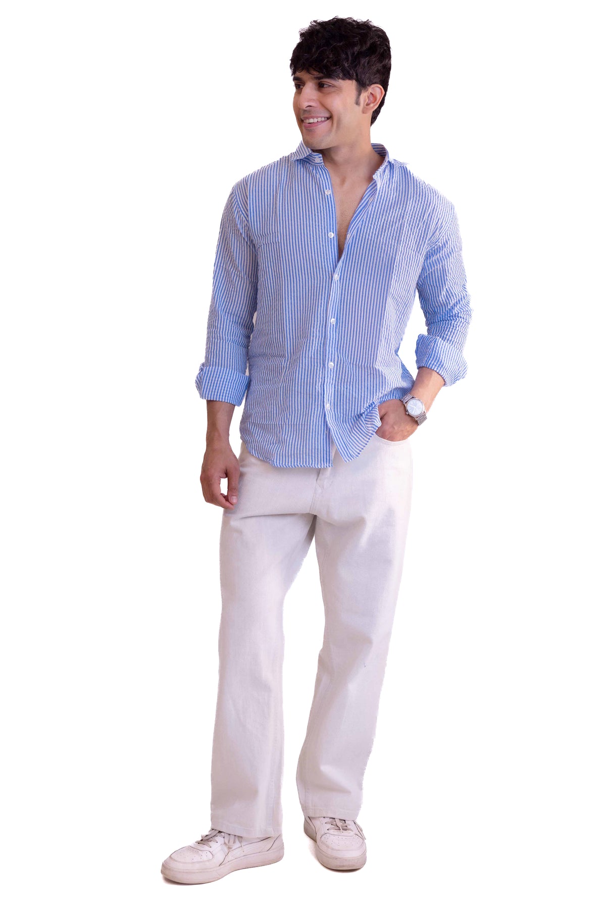 Blue Stripe Regular Fit Full sleeves Shirt