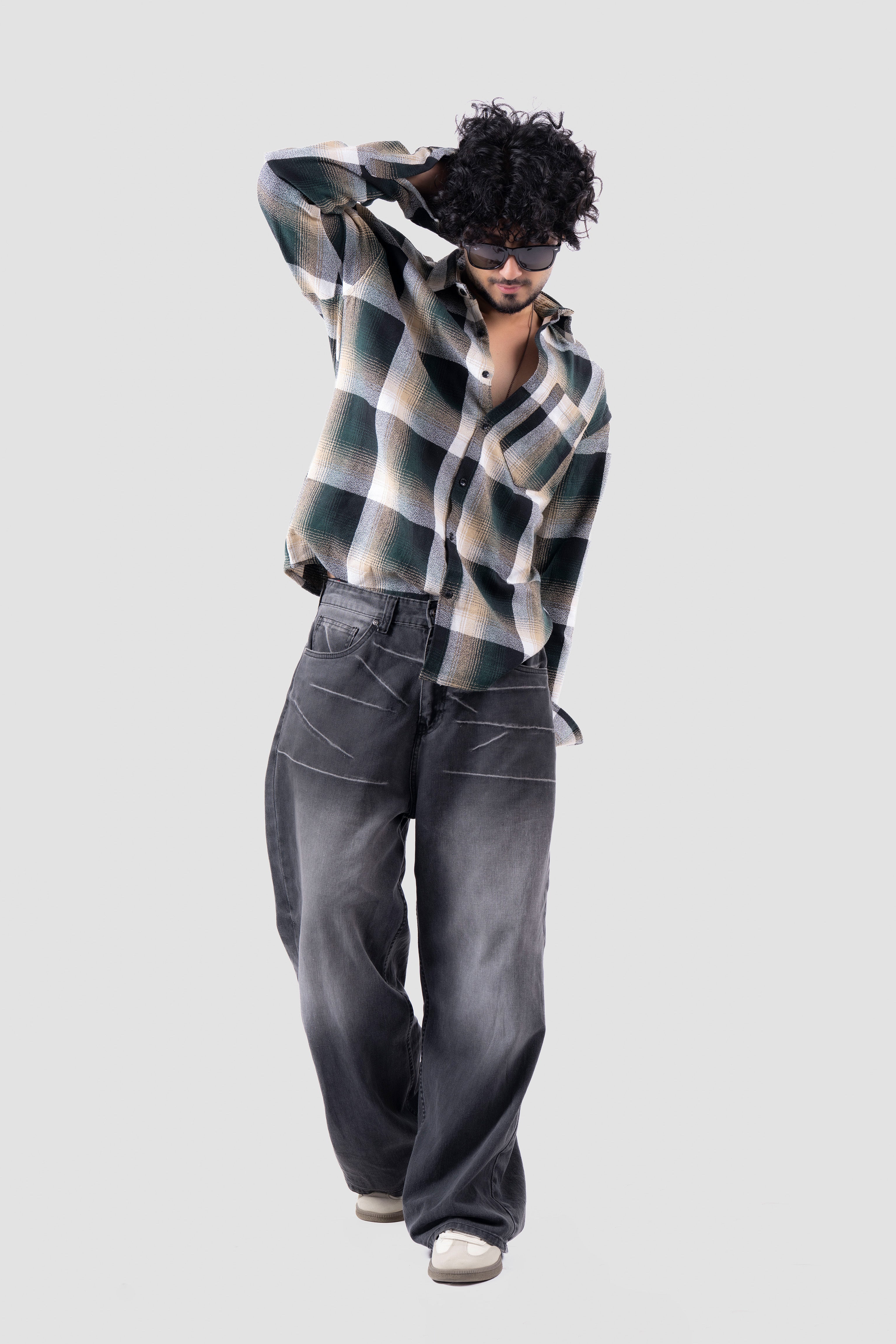 Green Structured Checks Shirt