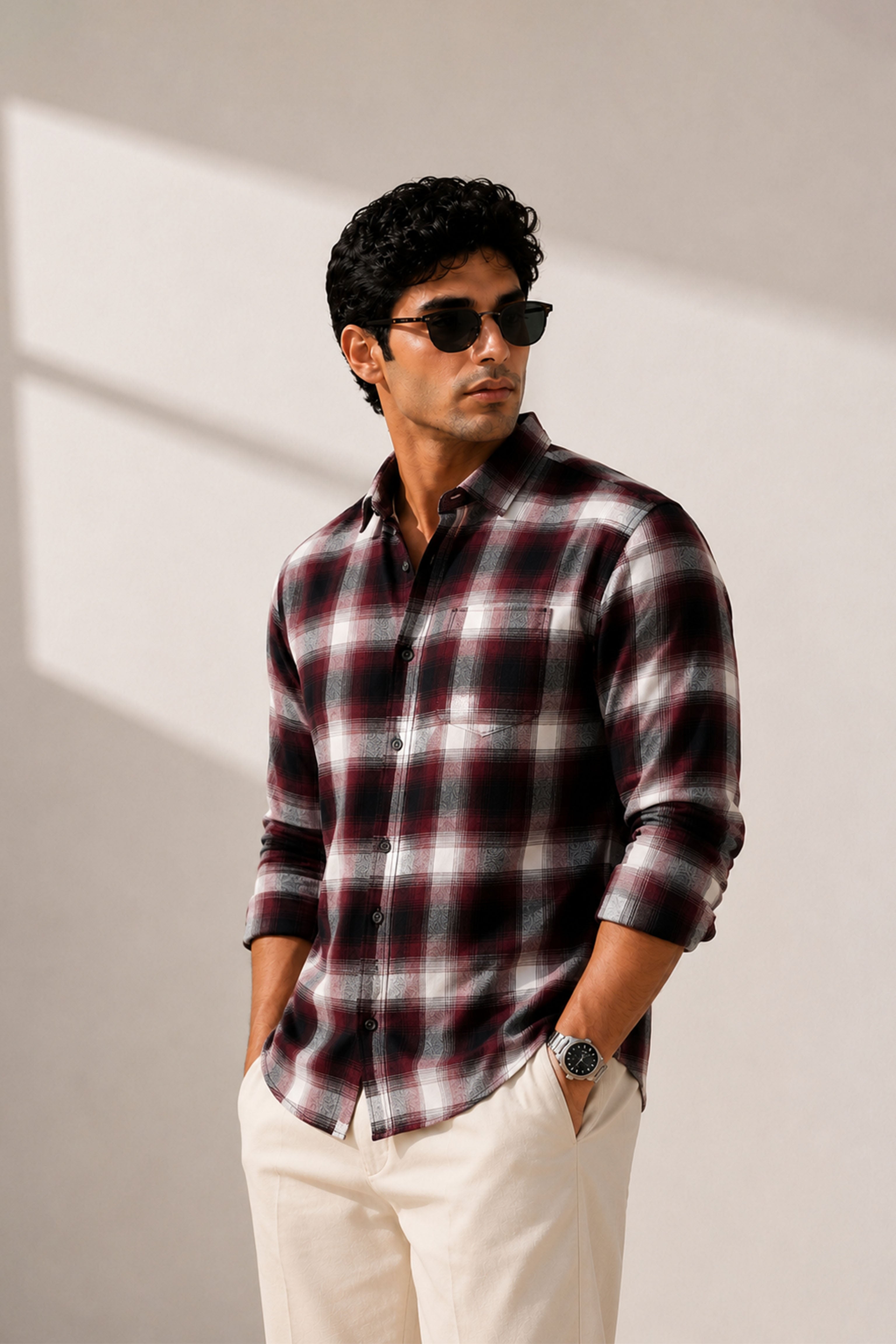 Boxy Fit Oversize Shirt Maroon
