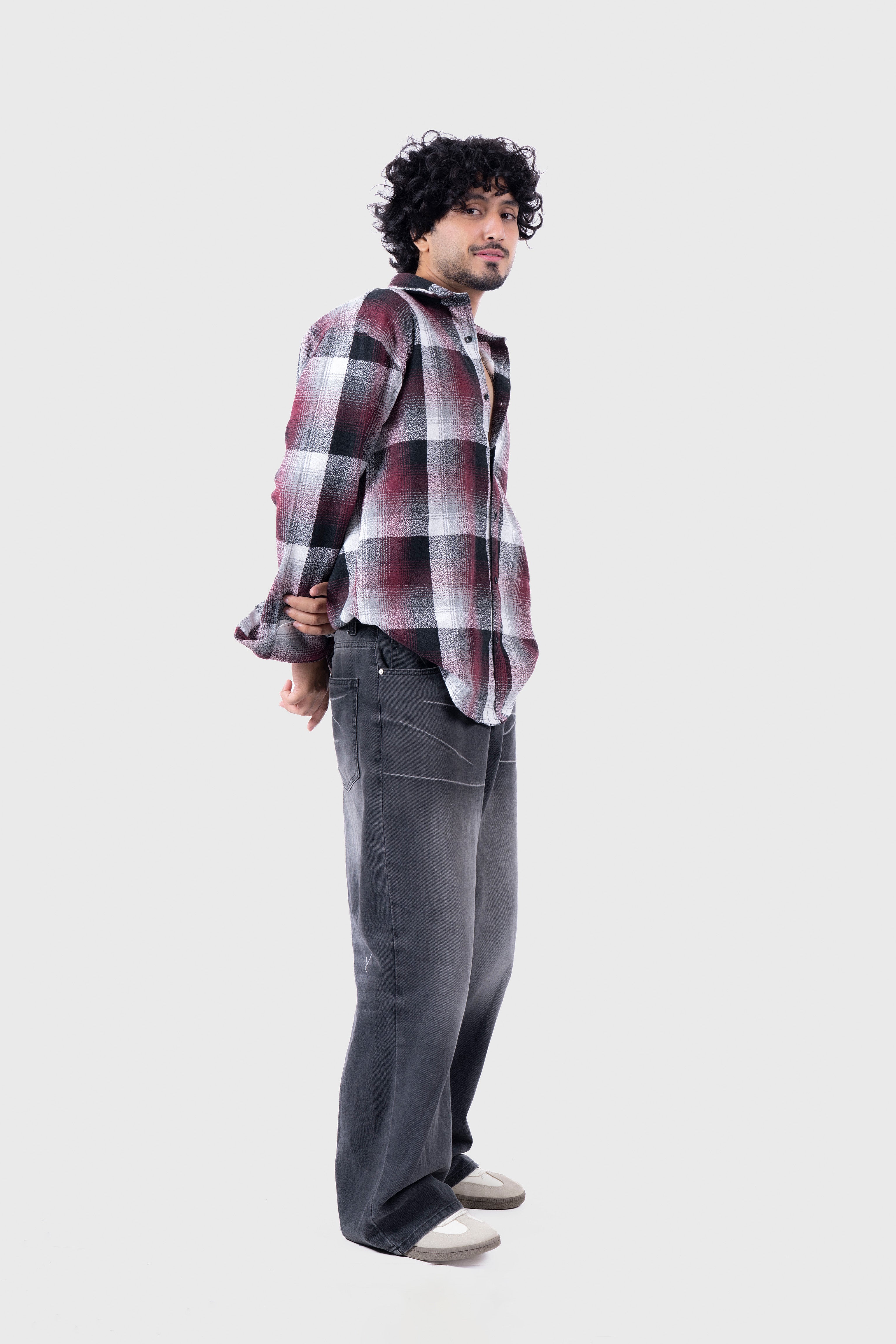 Maroon Structured Checks Shirt