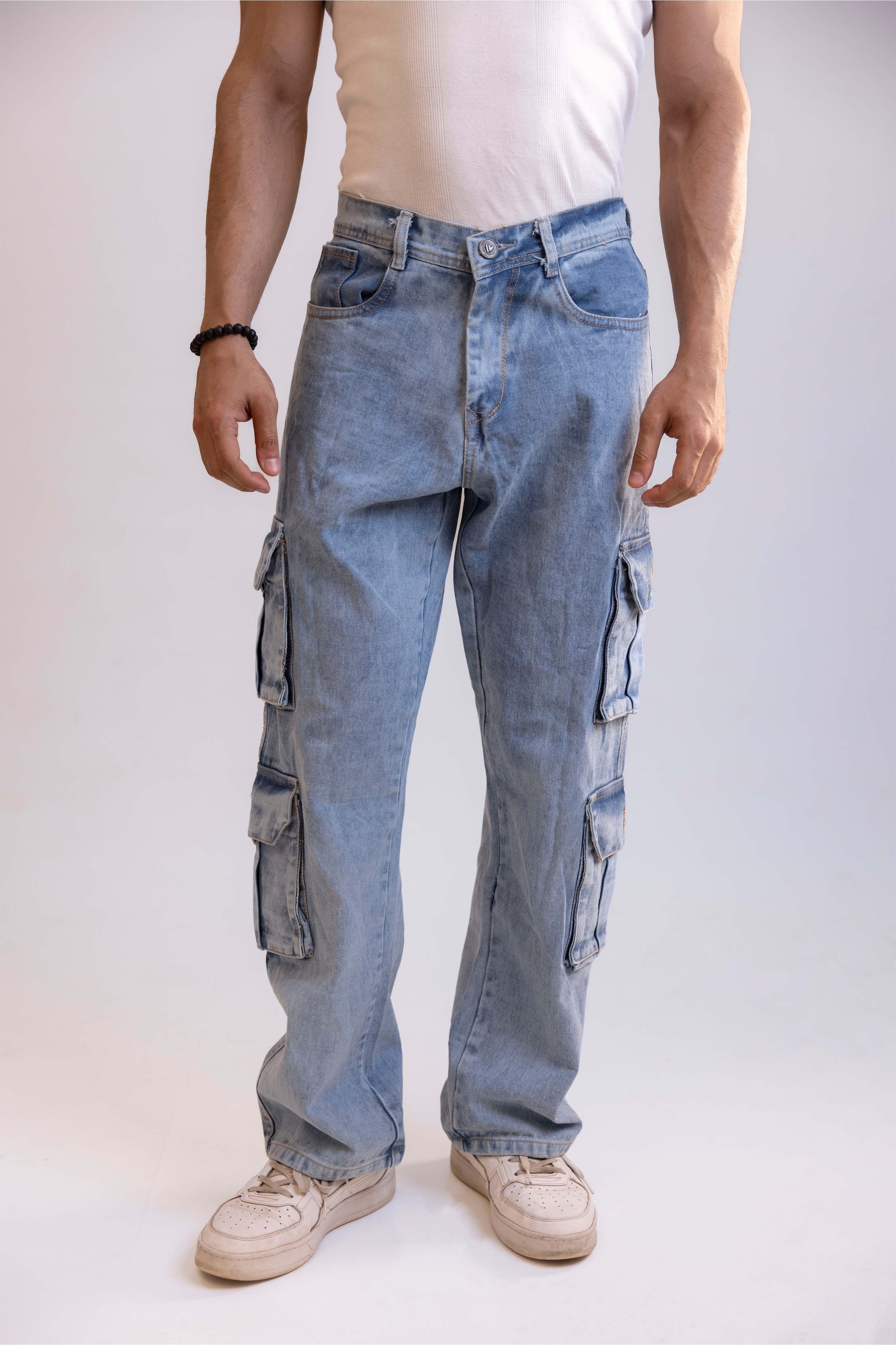 Ocean Blue Men's Baggy Straight Cargo Jeans