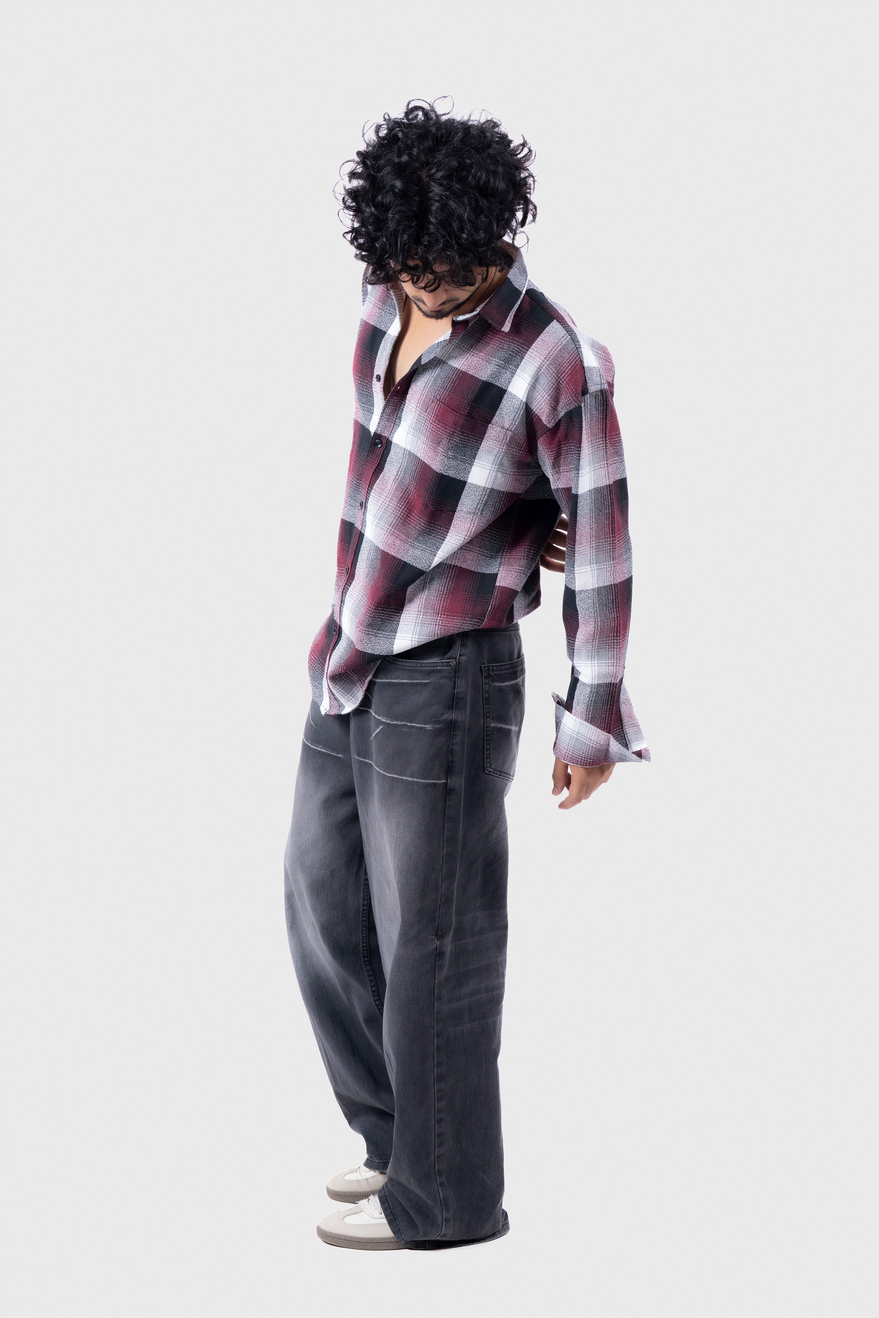 Maroon Structured Checks Shirt