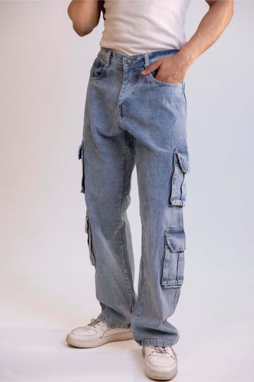 Ocean Blue Men's Baggy Straight Cargo Jeans