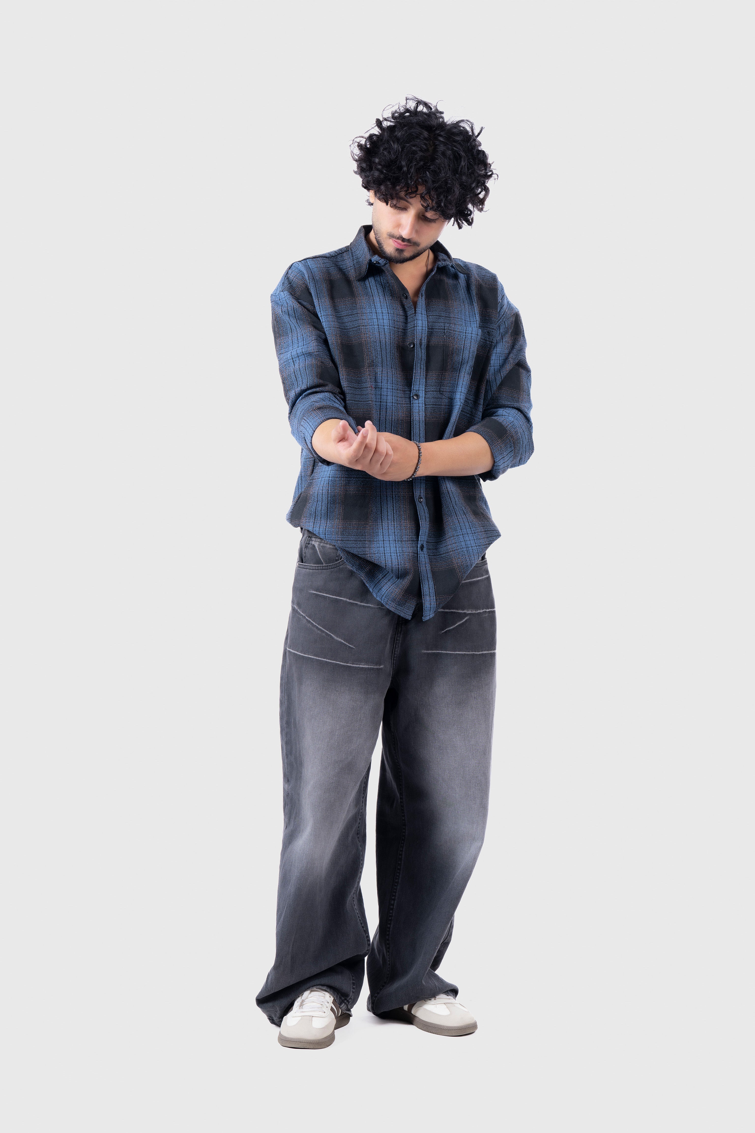 Blue Structured Checks Shirt