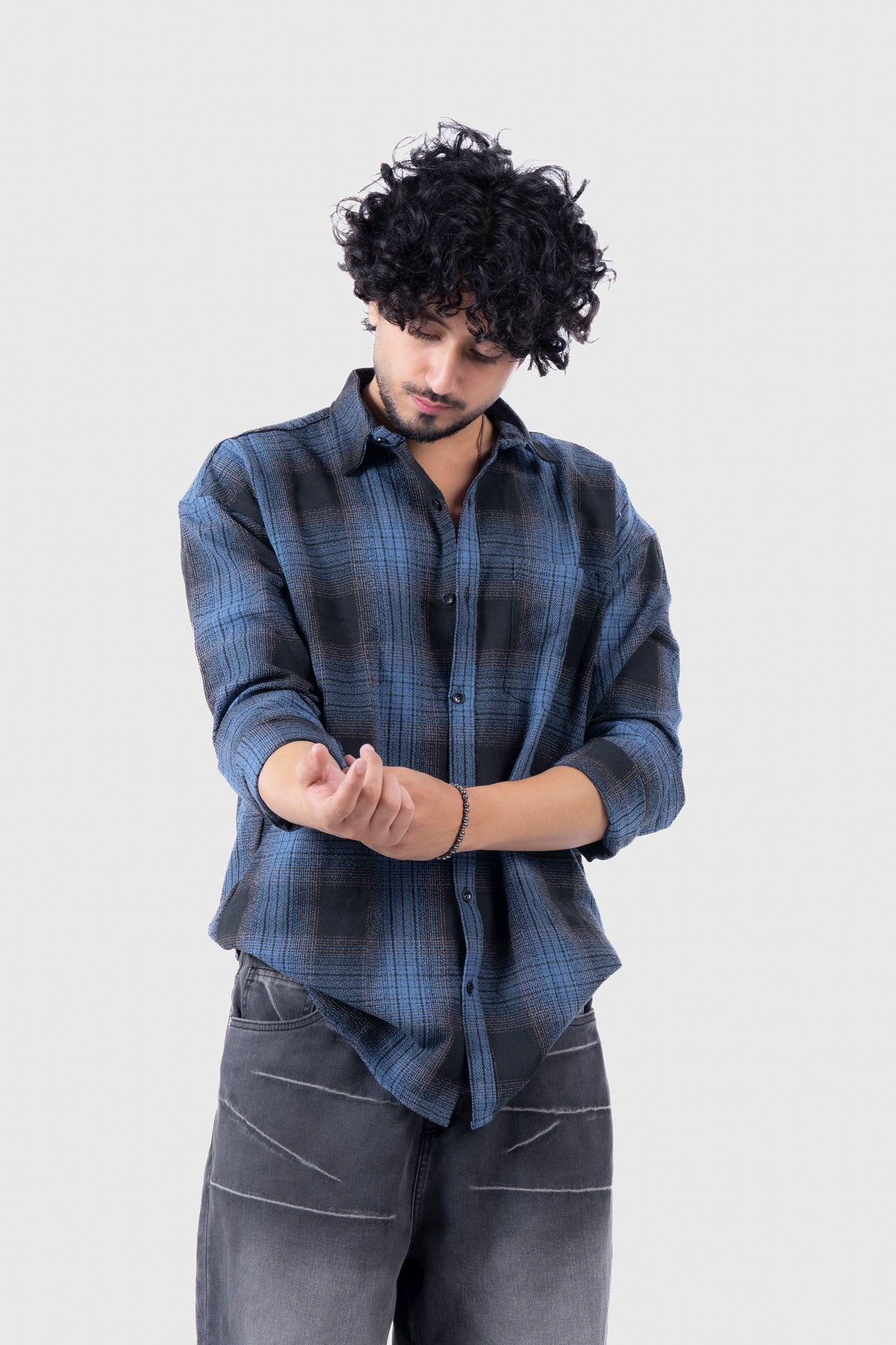 Blue Structured Checks Shirt