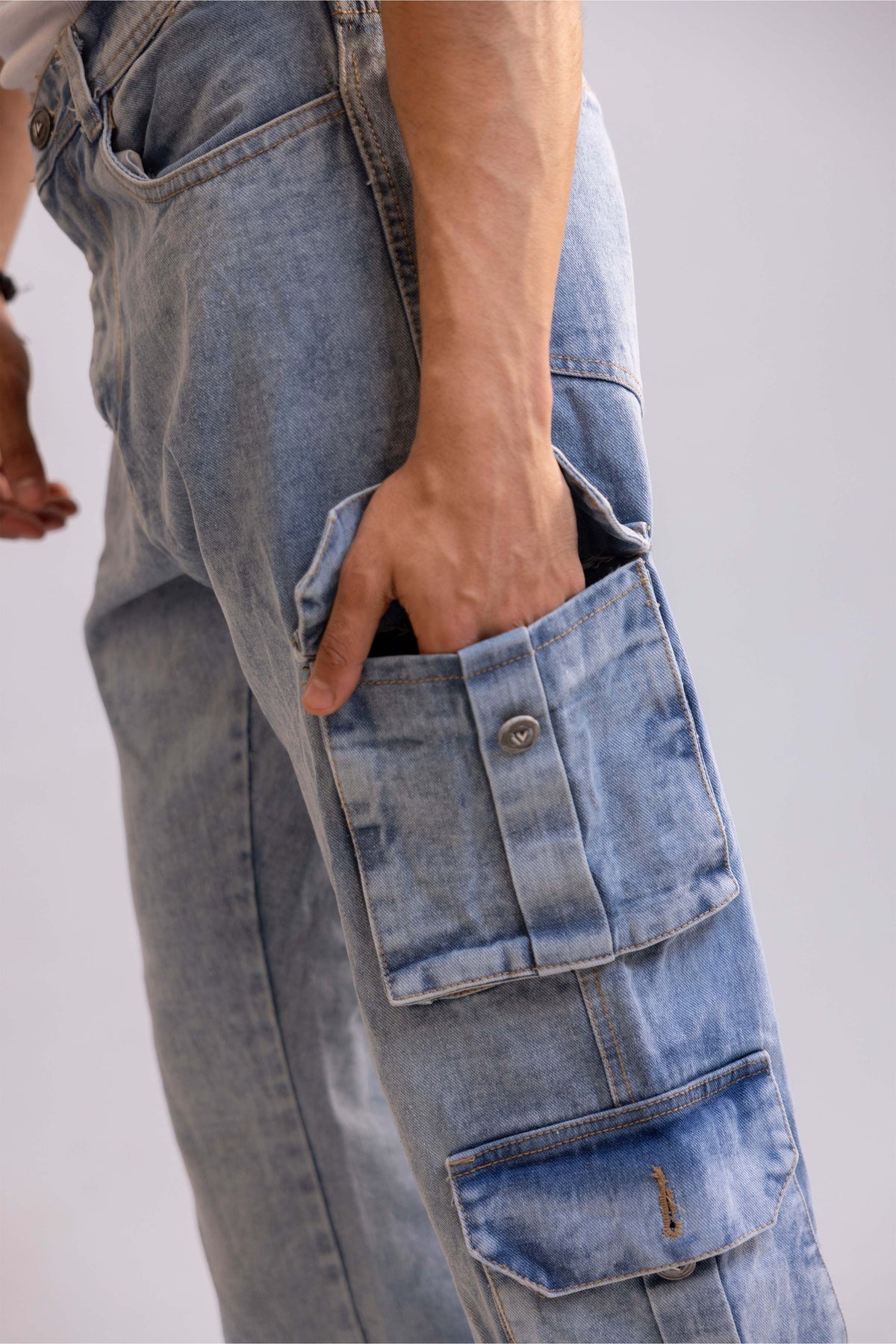 Ocean Blue Men's Baggy Straight Cargo Jeans