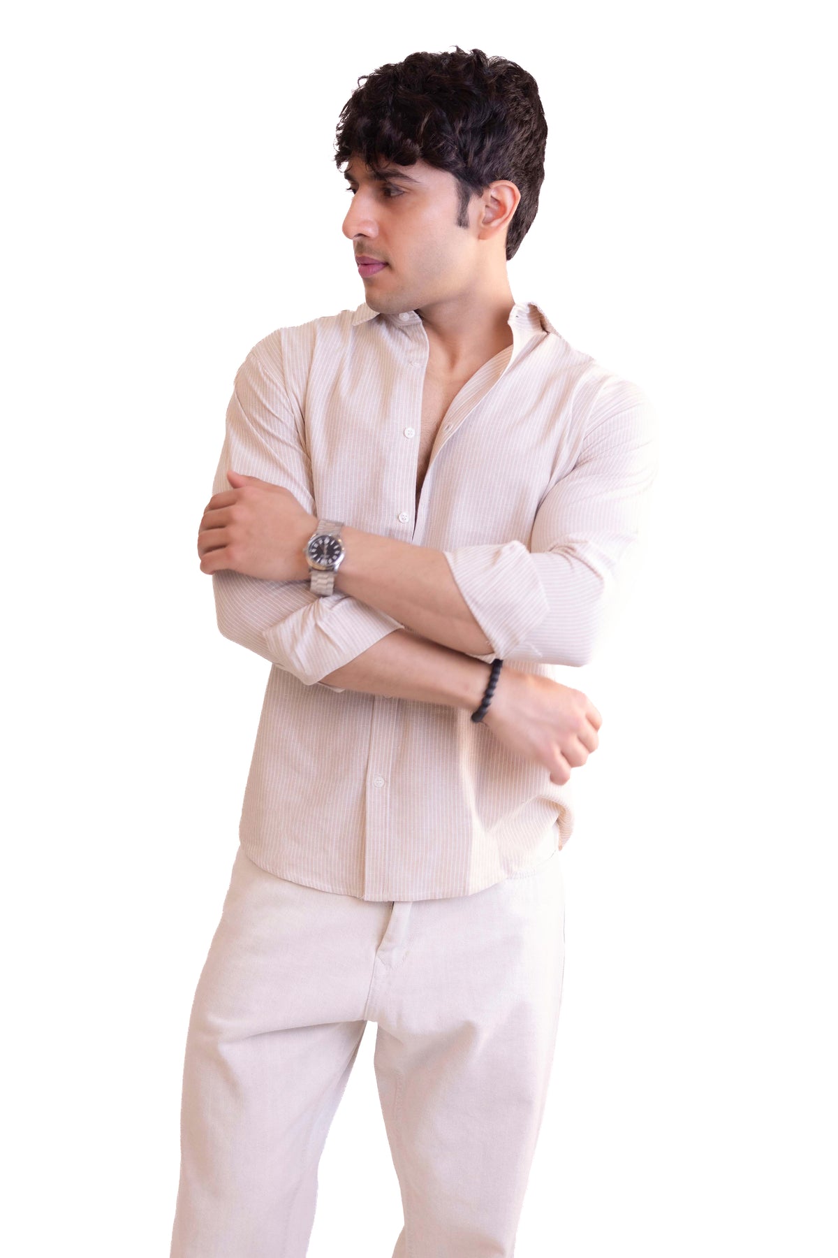 Regular-Fit Full Sleeved Striped Linen-Blend Shirt