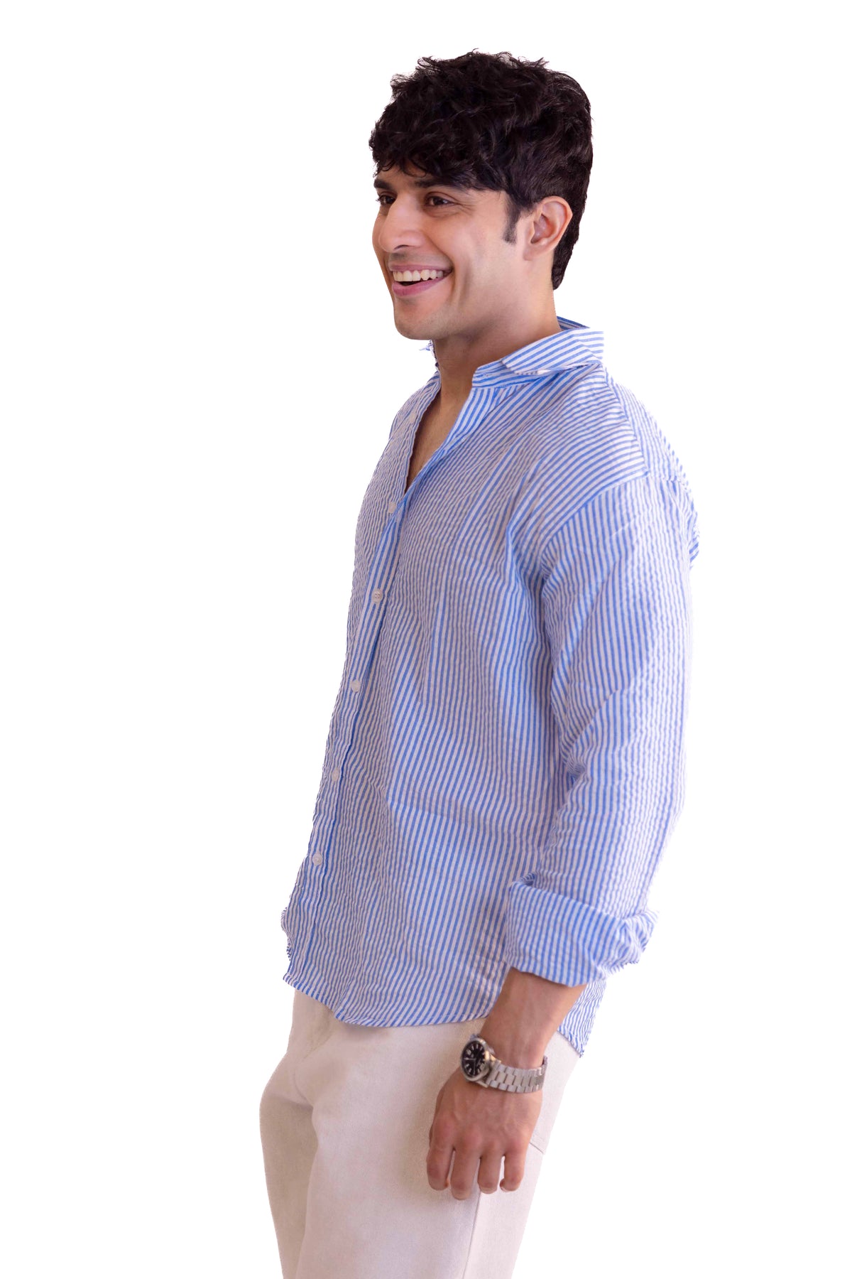 Blue Stripe Regular Fit Full sleeves Shirt