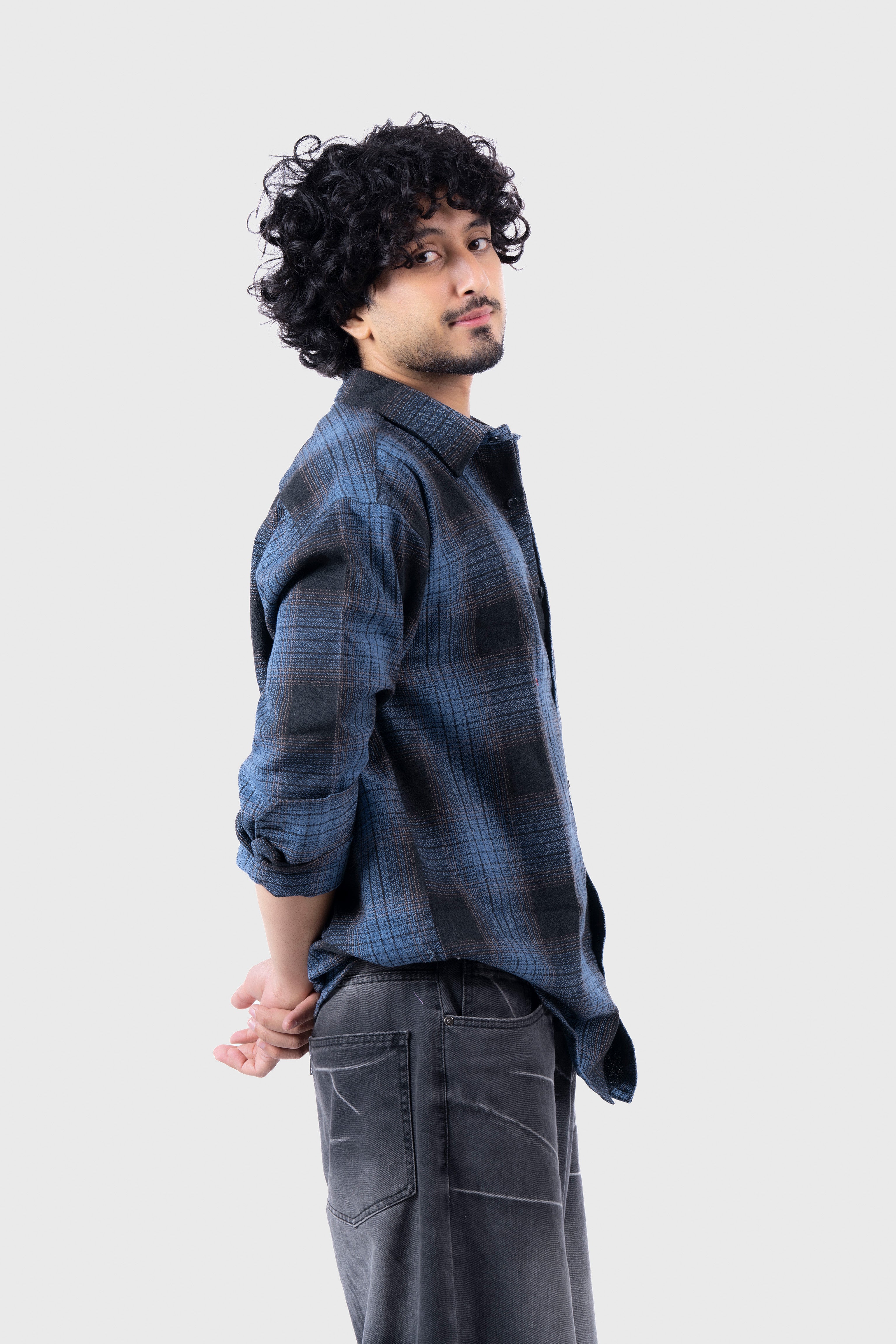 Blue Structured Checks Shirt