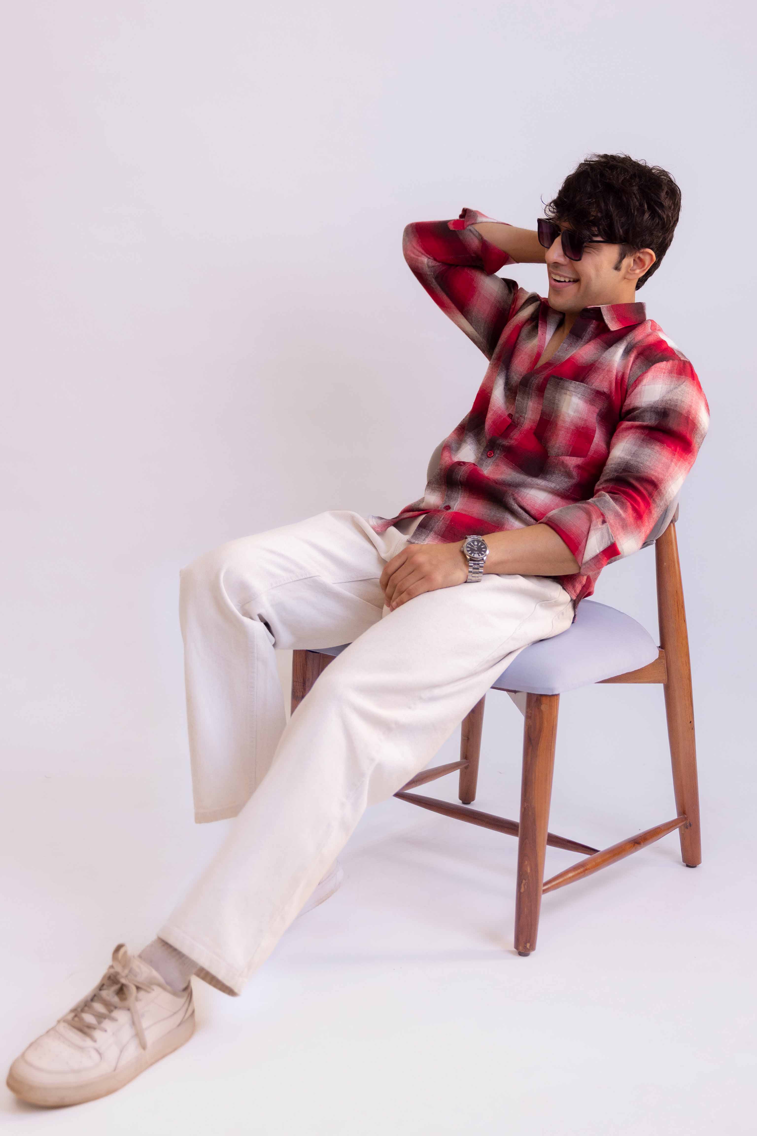 Red and Black Structured Checks Shirt